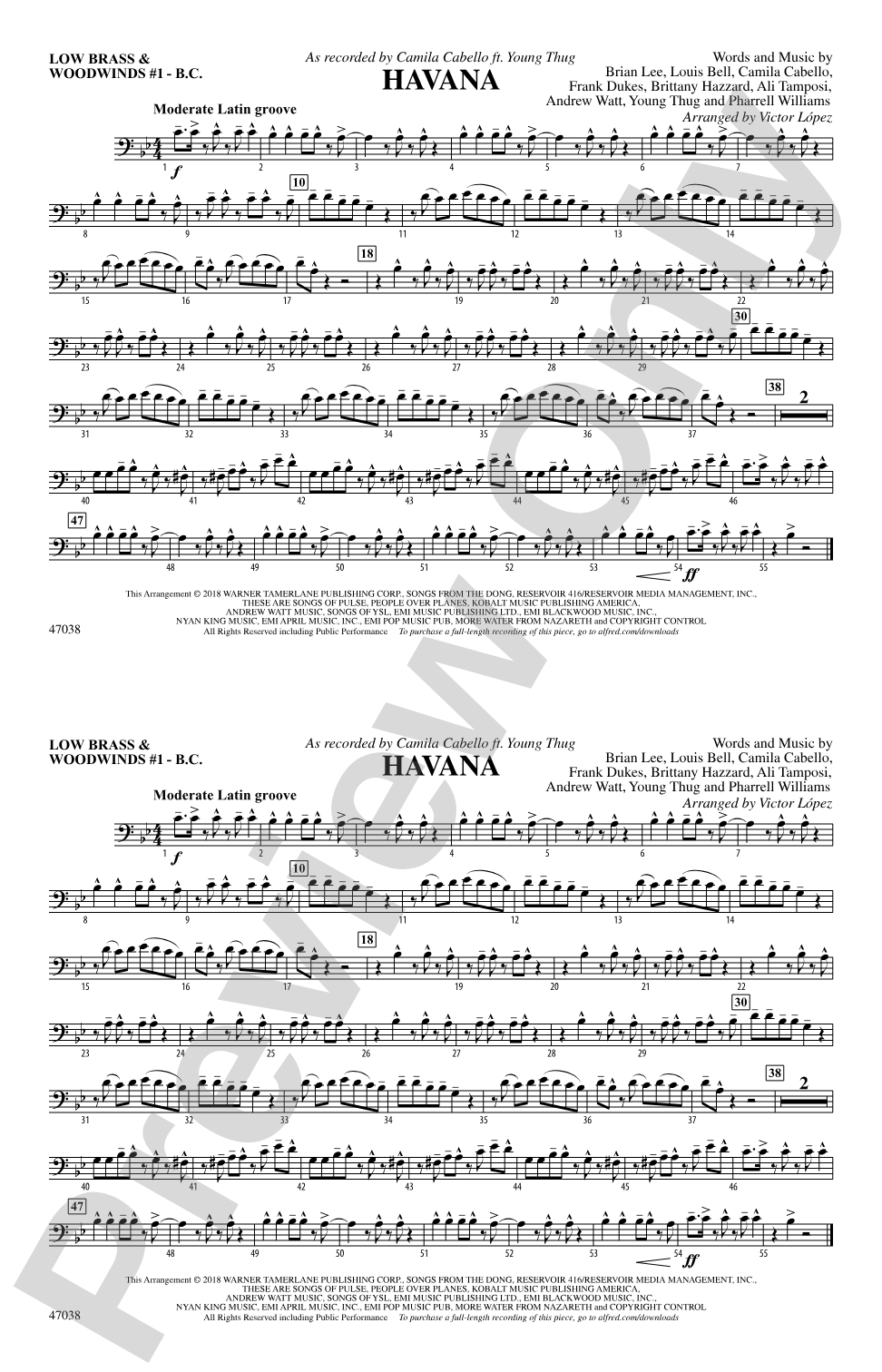 Havana: Low Brass & Woodwinds #1 - Bass Clef