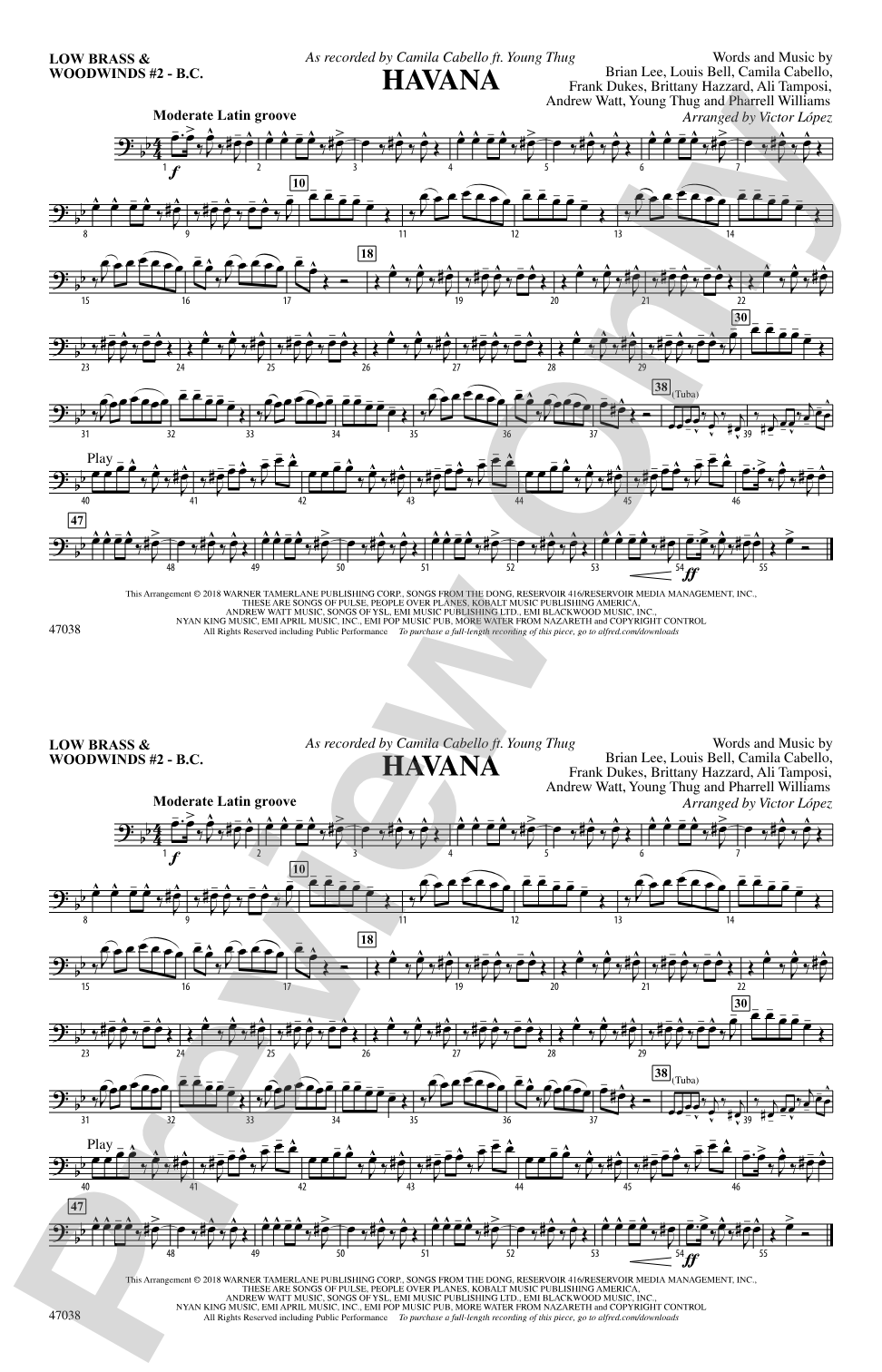 Havana: Low Brass & Woodwinds #2 - Bass Clef