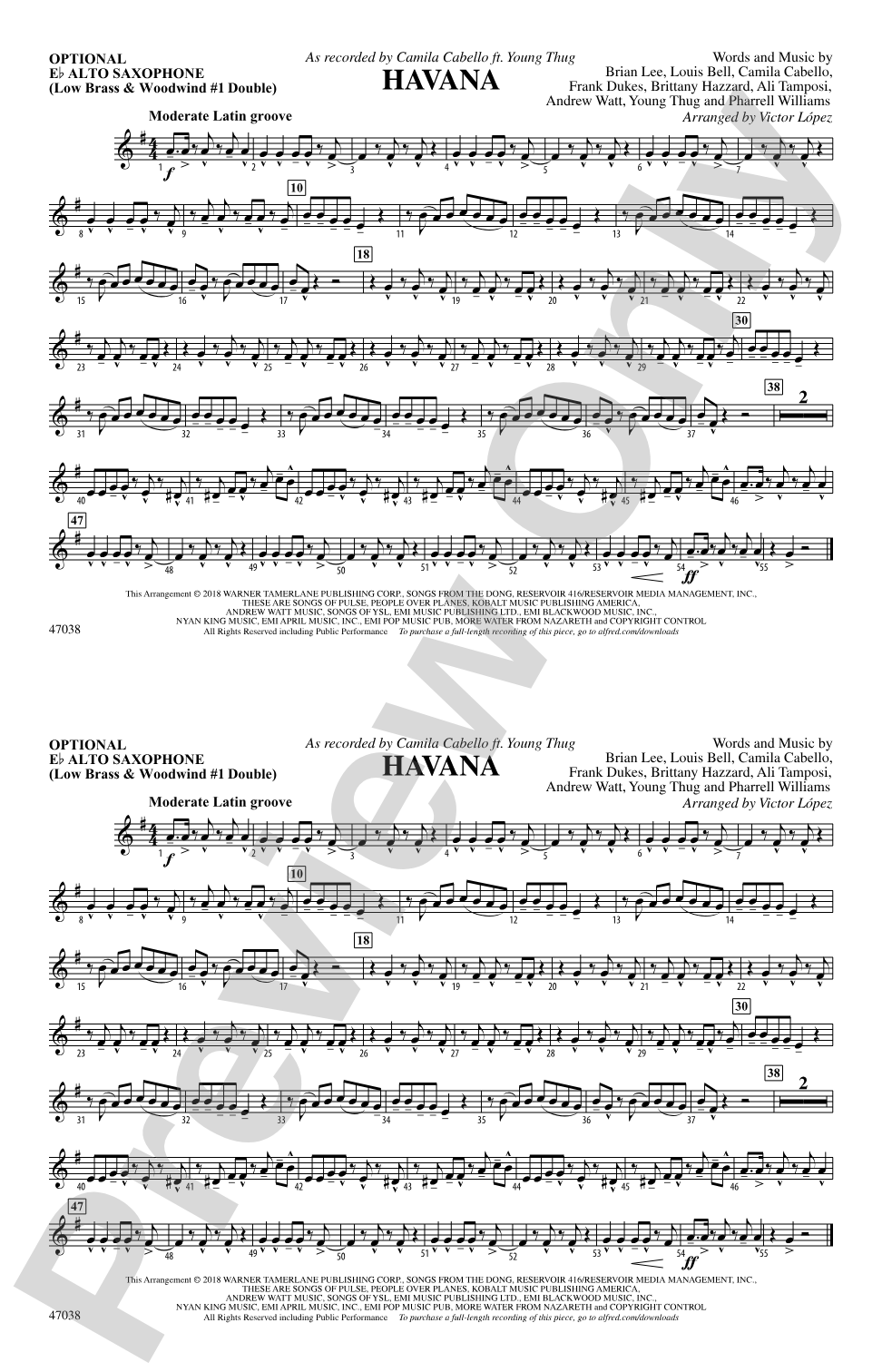 Havana: Optional Alto Sax