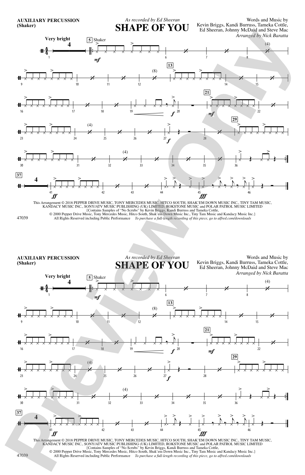 Shape of You: Auxiliary Percussion