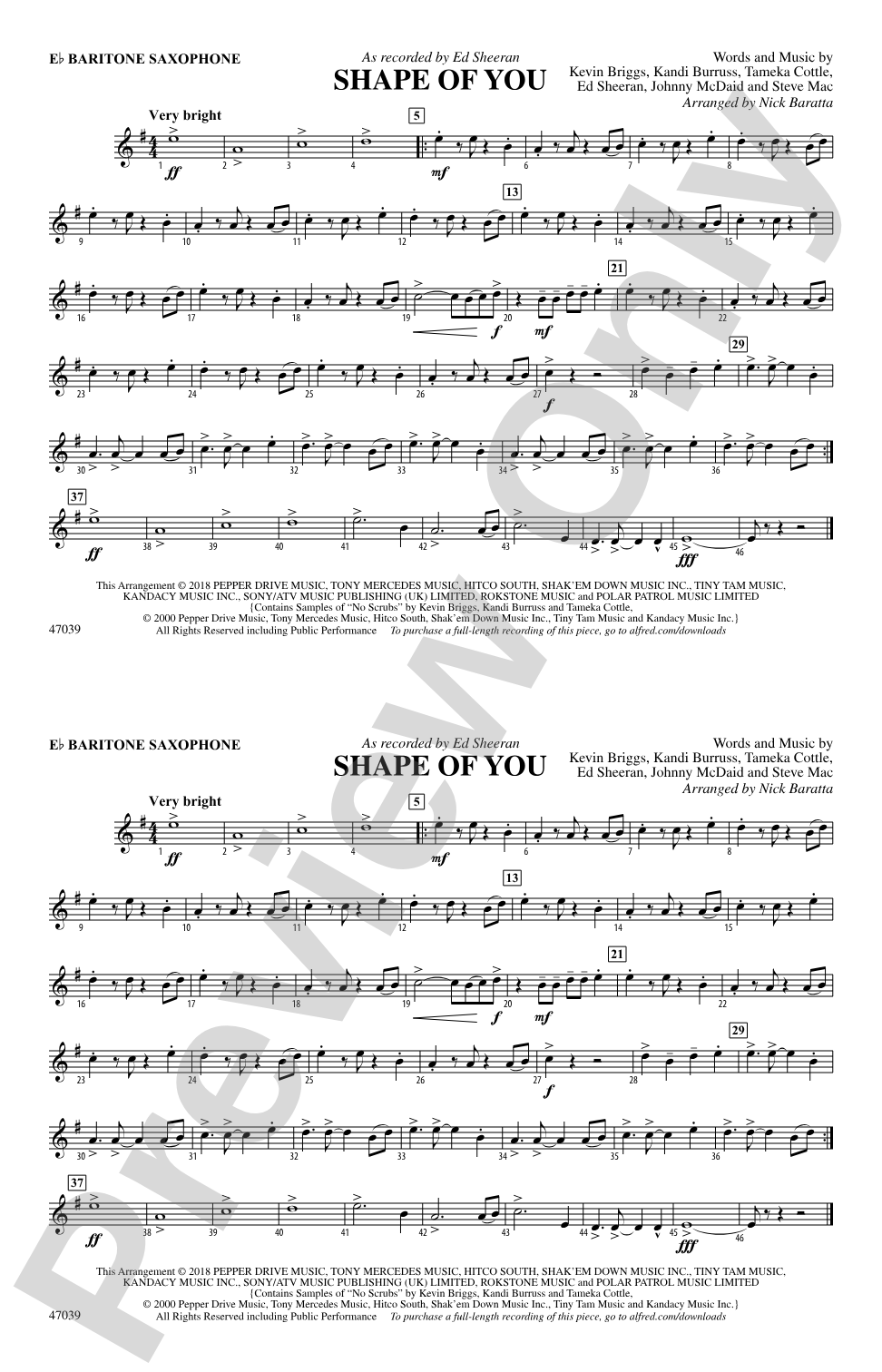 Shape of You: E-flat Baritone Saxophone