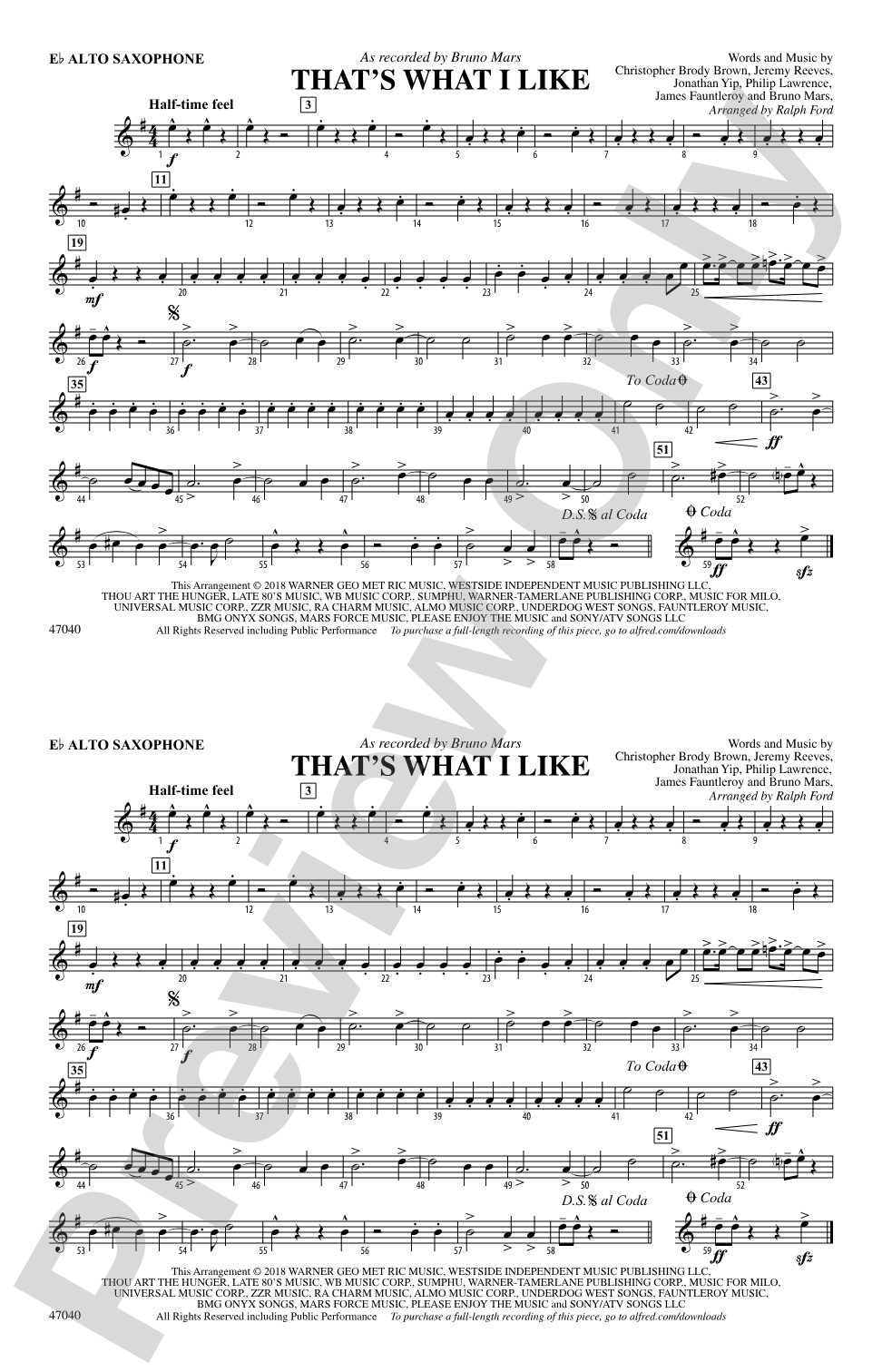 That's What I Like: E-flat Alto Saxophone