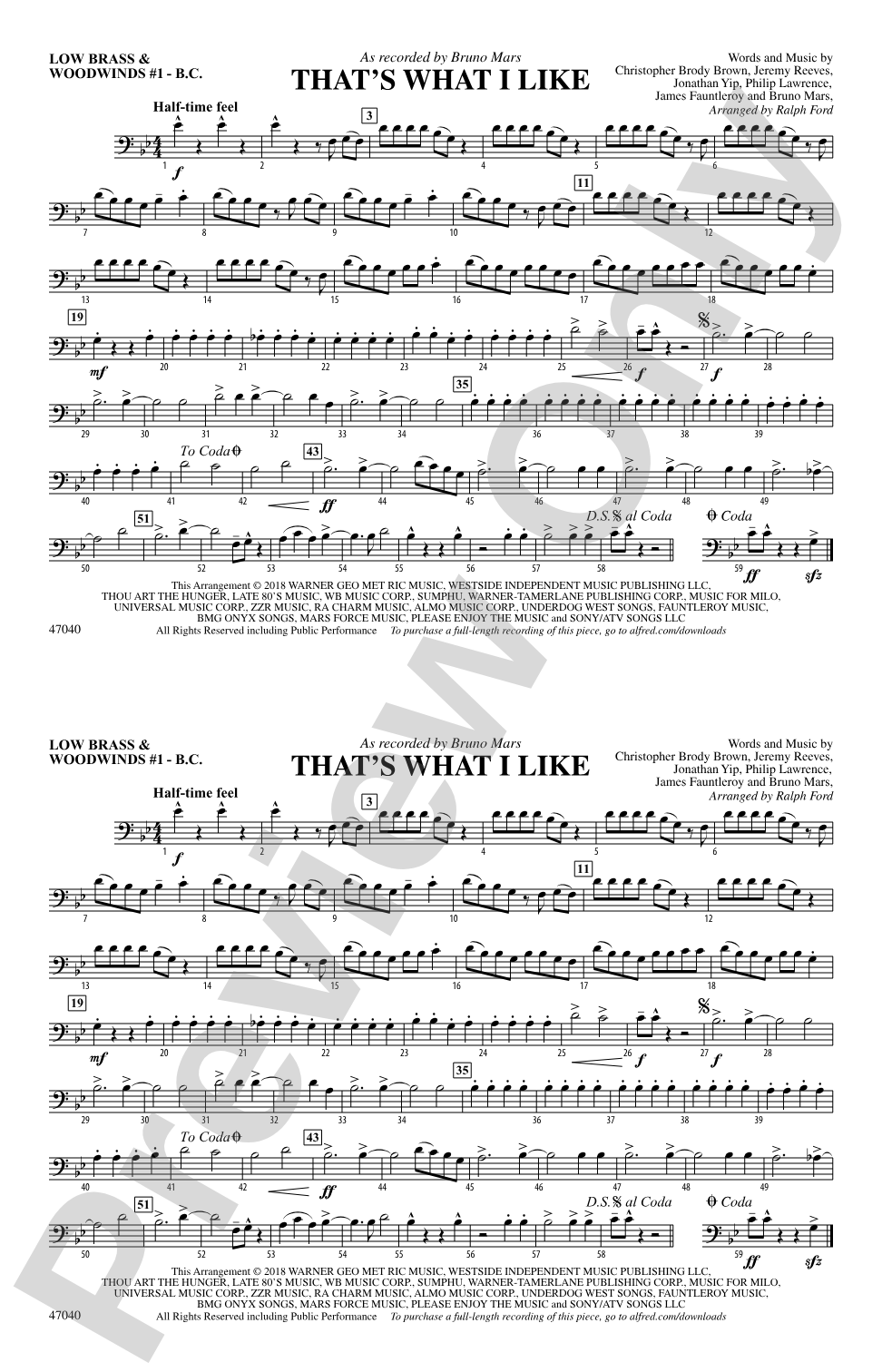 That's What I Like: Low Brass & Woodwinds #1 - Bass Clef