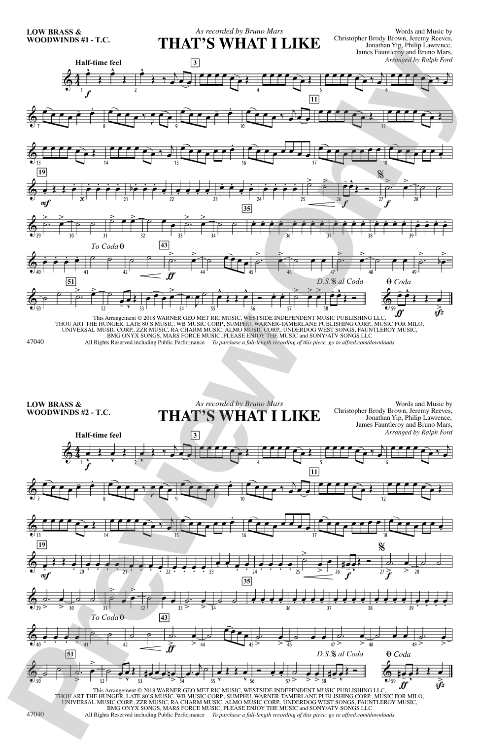That's What I Like: Low Brass & Woodwinds #1 - Treble Clef