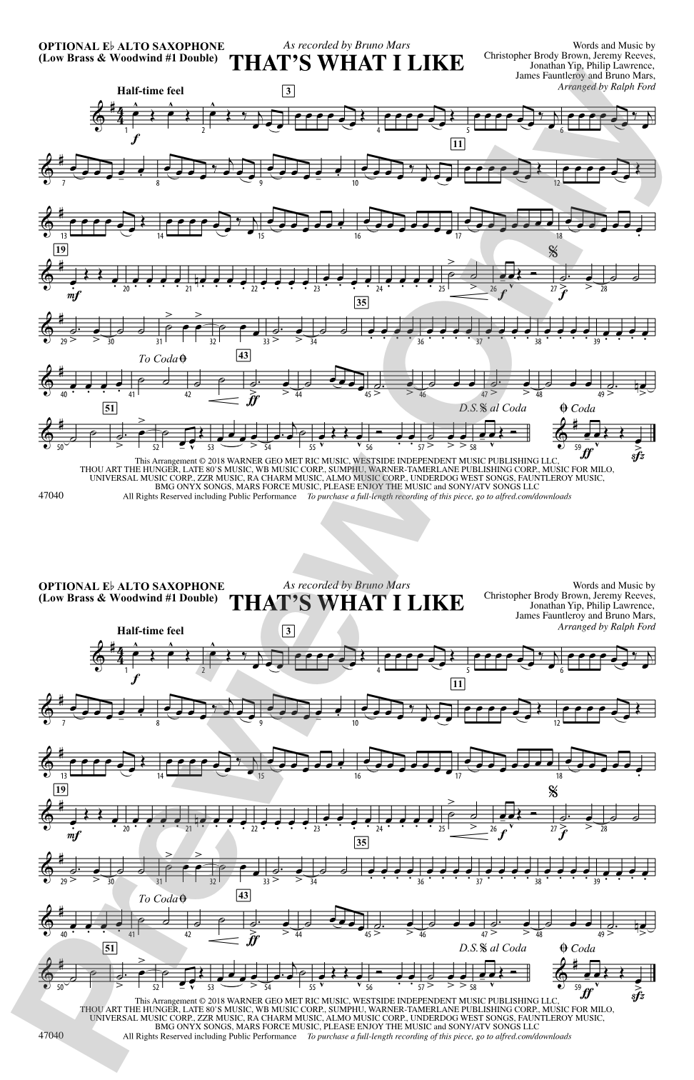 That's What I Like: Optional Alto Sax