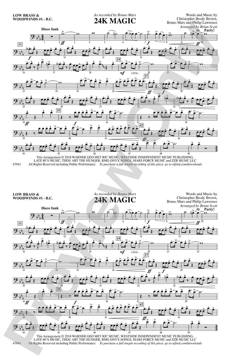 24K Magic: Low Brass & Woodwinds #1 - Bass Clef