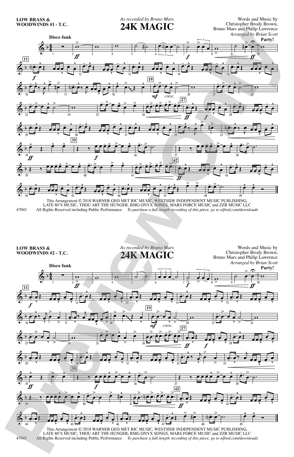 24K Magic: Low Brass & Woodwinds #1 - Treble Clef