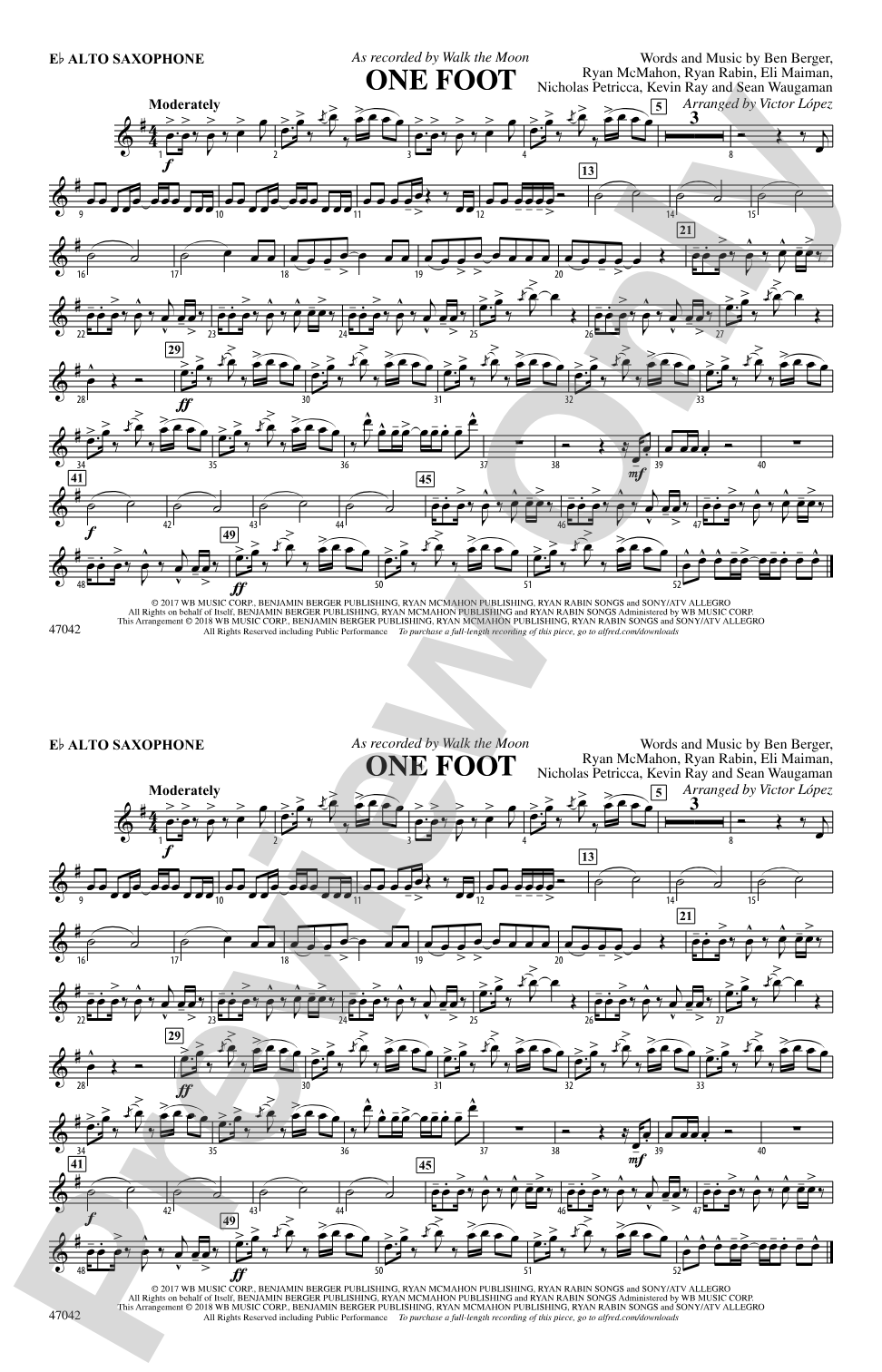 One Foot: E-flat Alto Saxophone