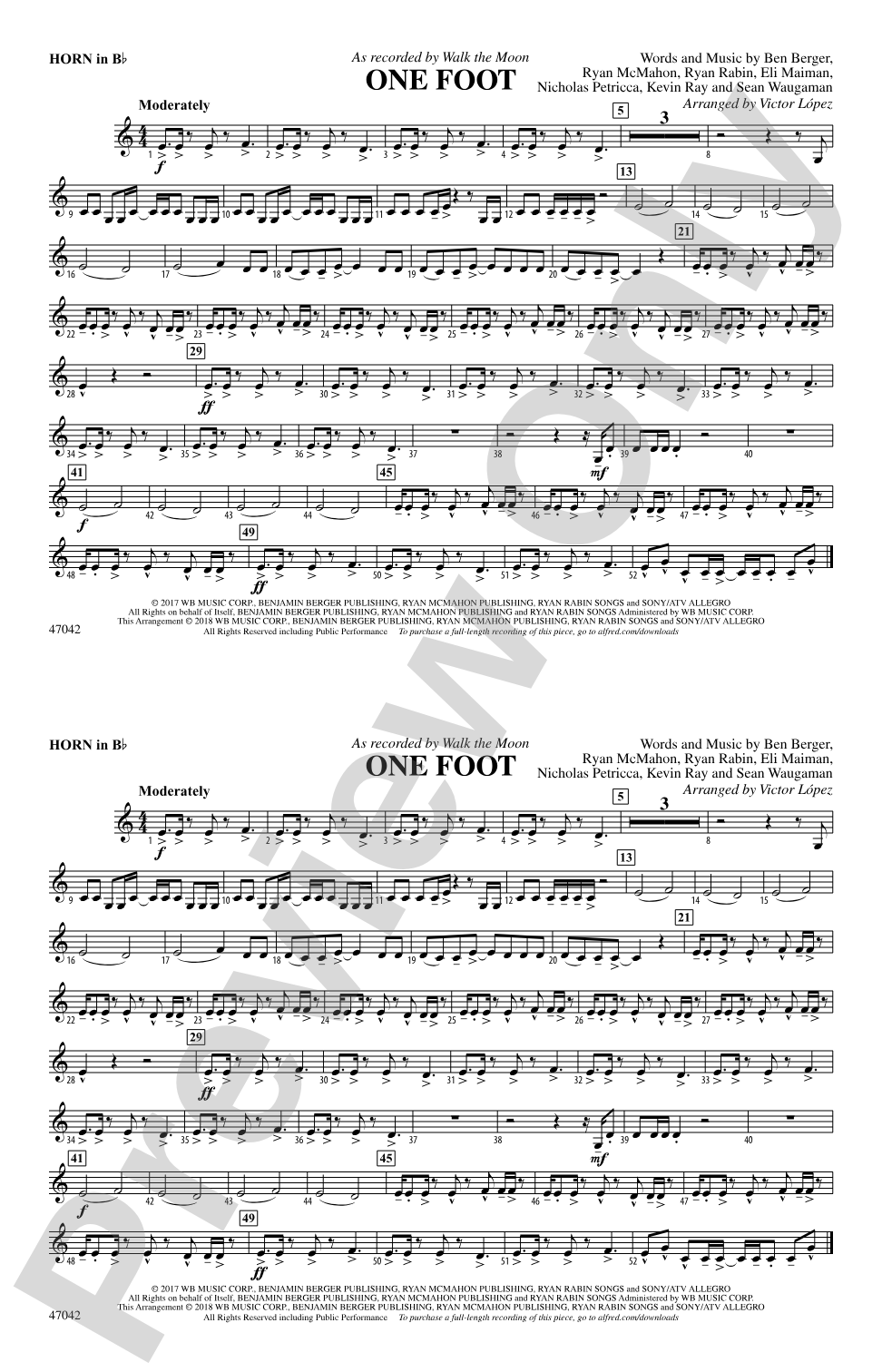 One Foot: Horn in B flat