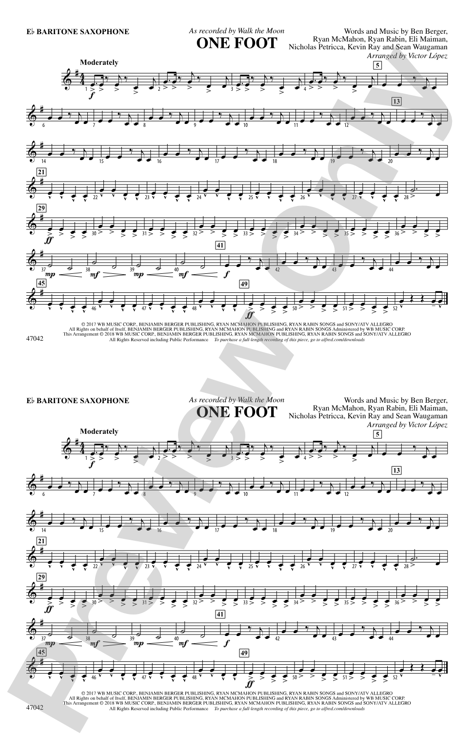 One Foot: E-flat Baritone Saxophone