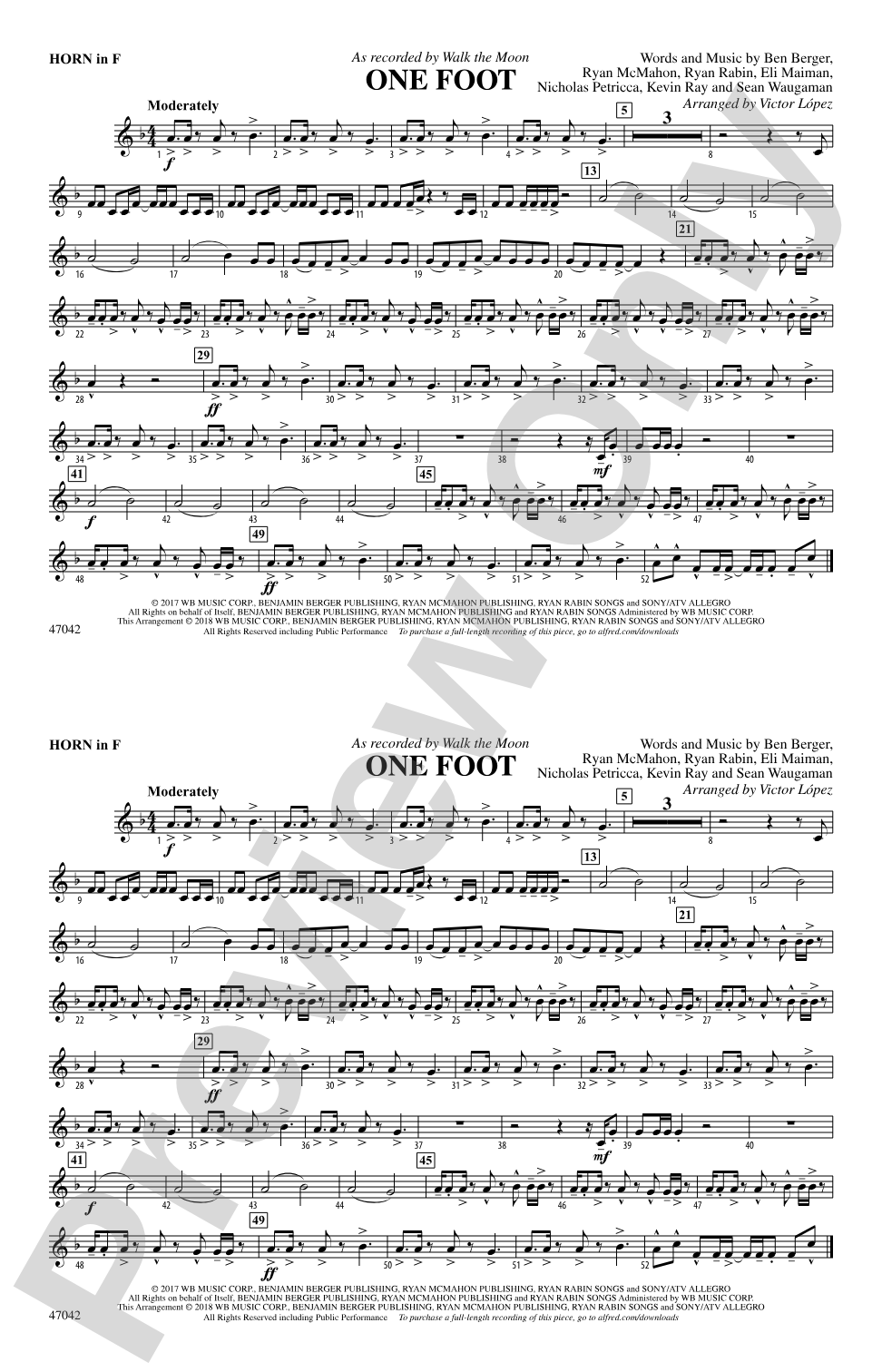 One Foot: 1st F Horn