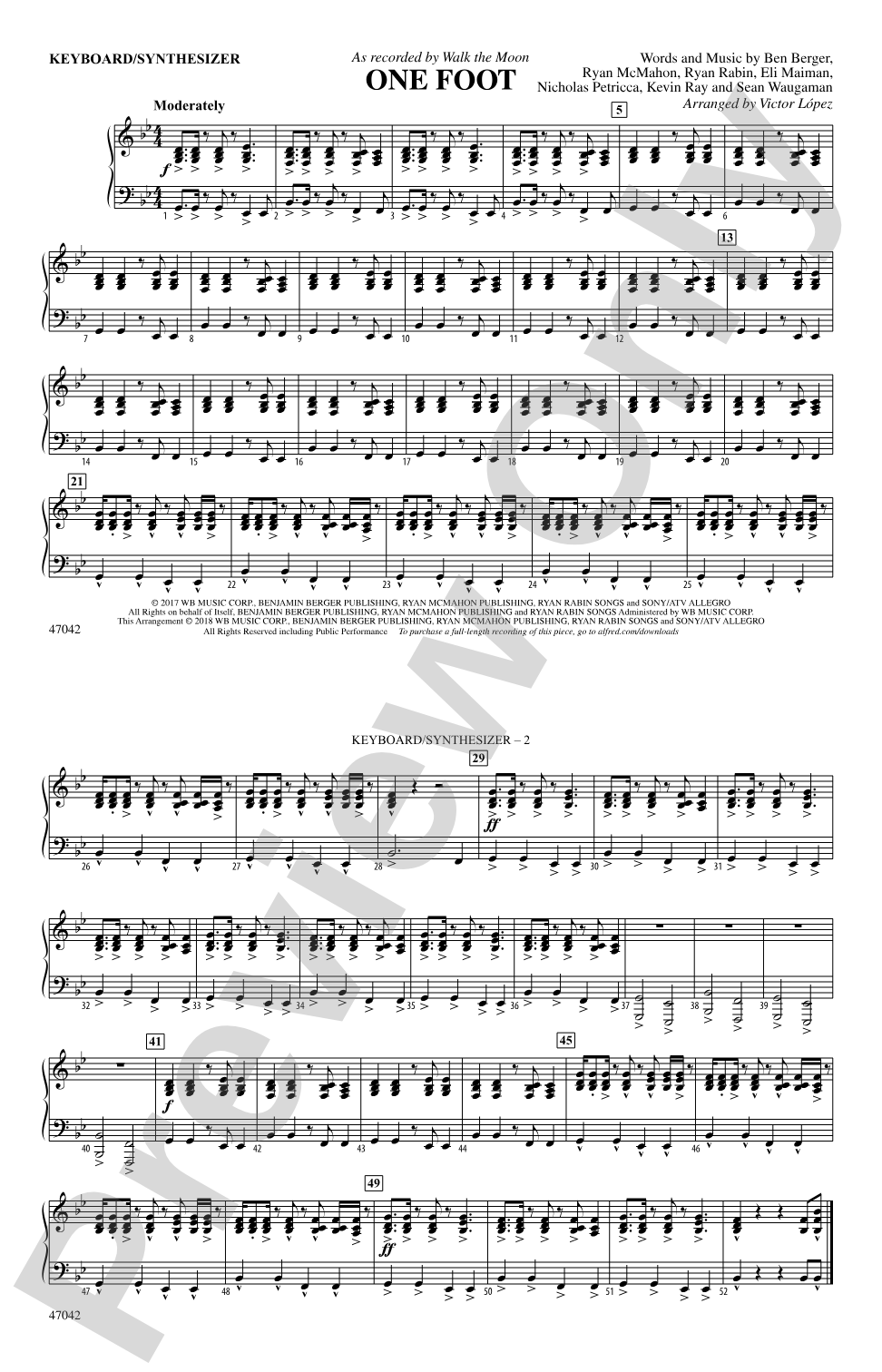 One Foot: Piano Accompaniment