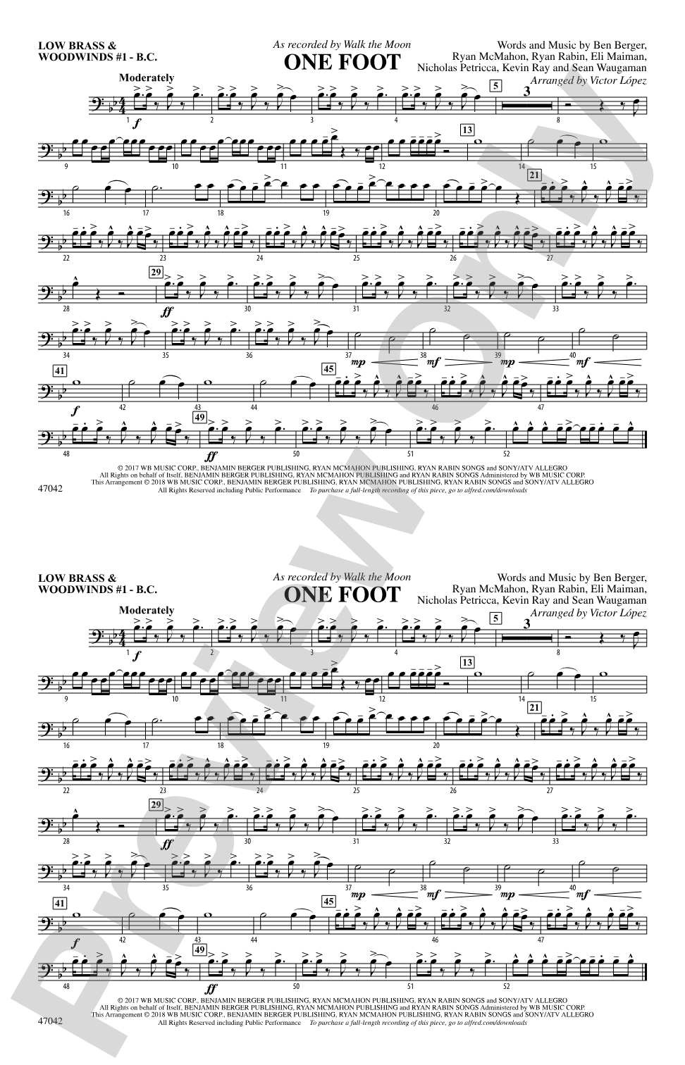 One Foot: Low Brass & Woodwinds #1 - Bass Clef