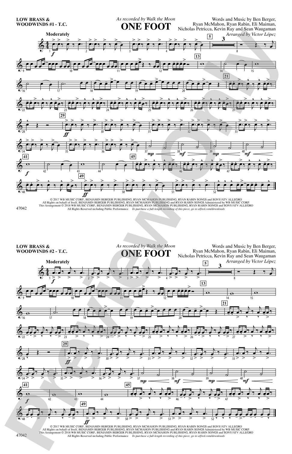 One Foot: Low Brass & Woodwinds #1 - Treble Clef