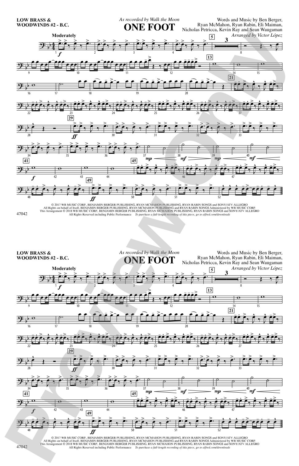 One Foot: Low Brass & Woodwinds #2 - Bass Clef