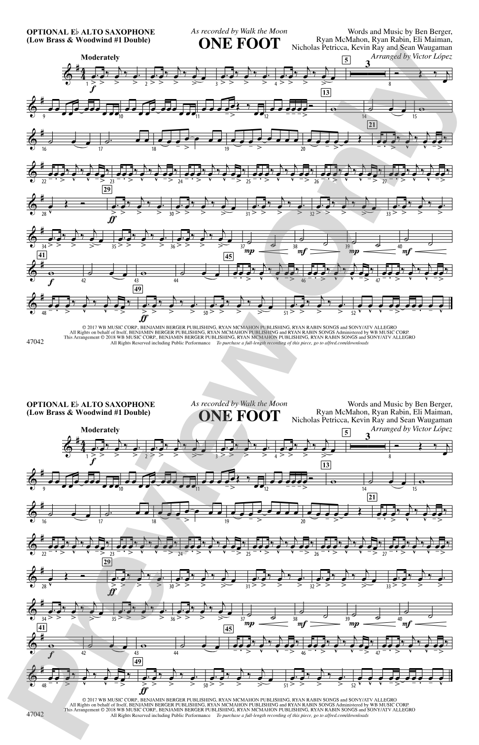 One Foot: Optional Alto Sax