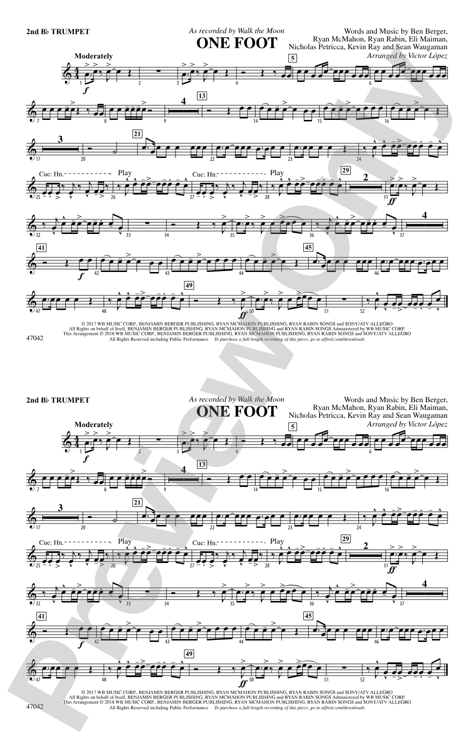 One Foot: 2nd B-flat Trumpet