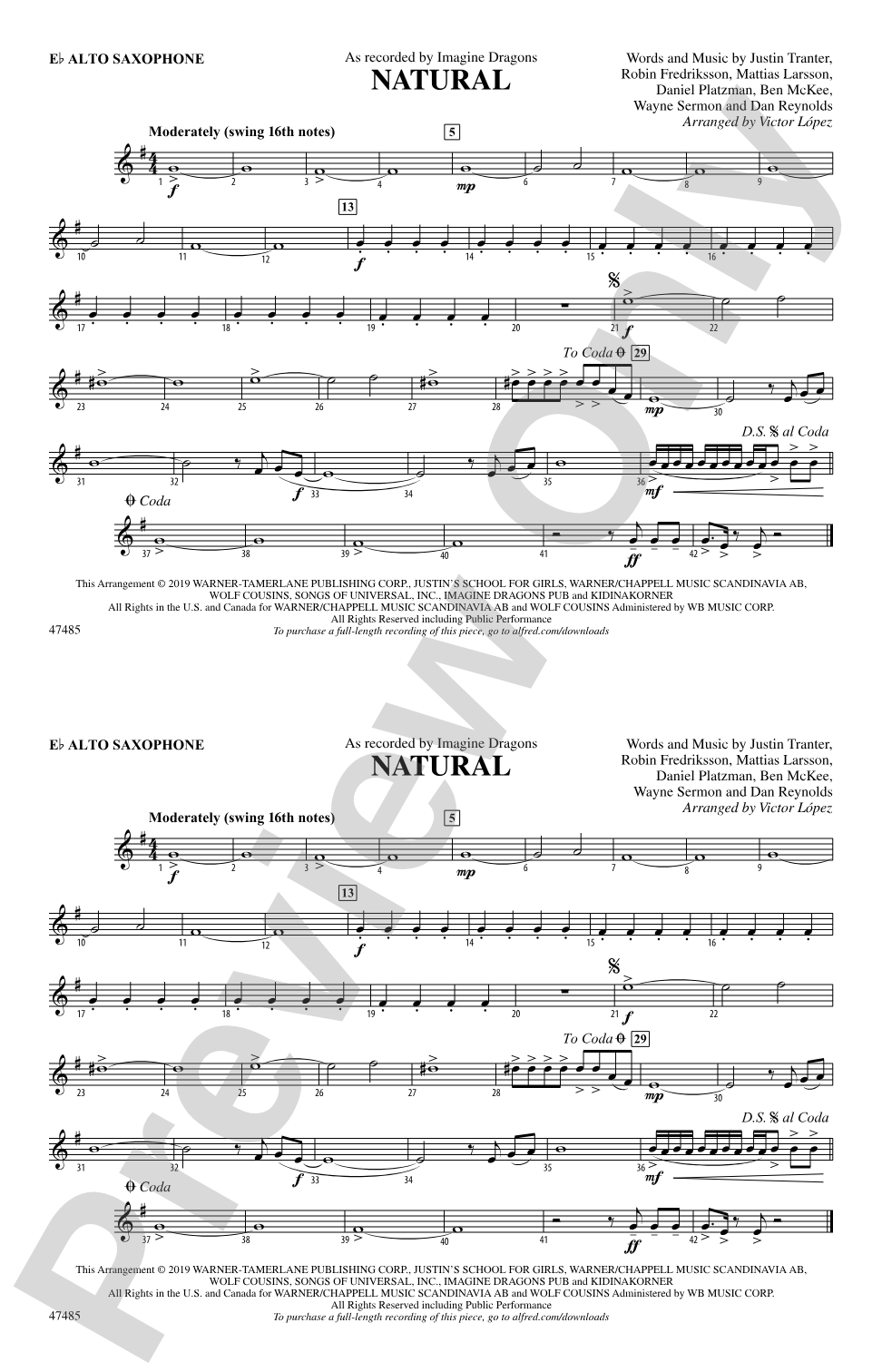 Natural: E-flat Alto Saxophone
