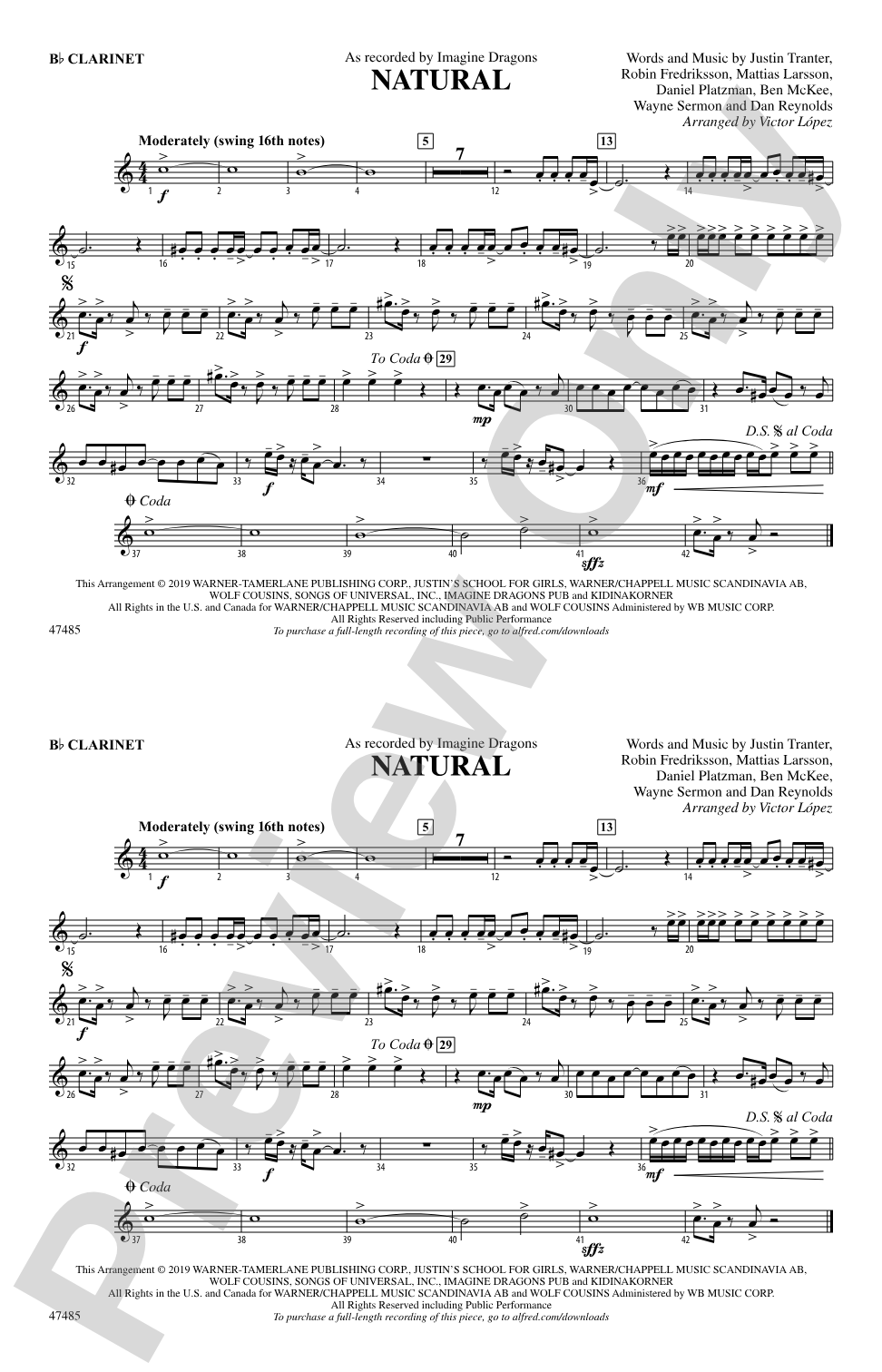 Natural: 1st B-flat Clarinet