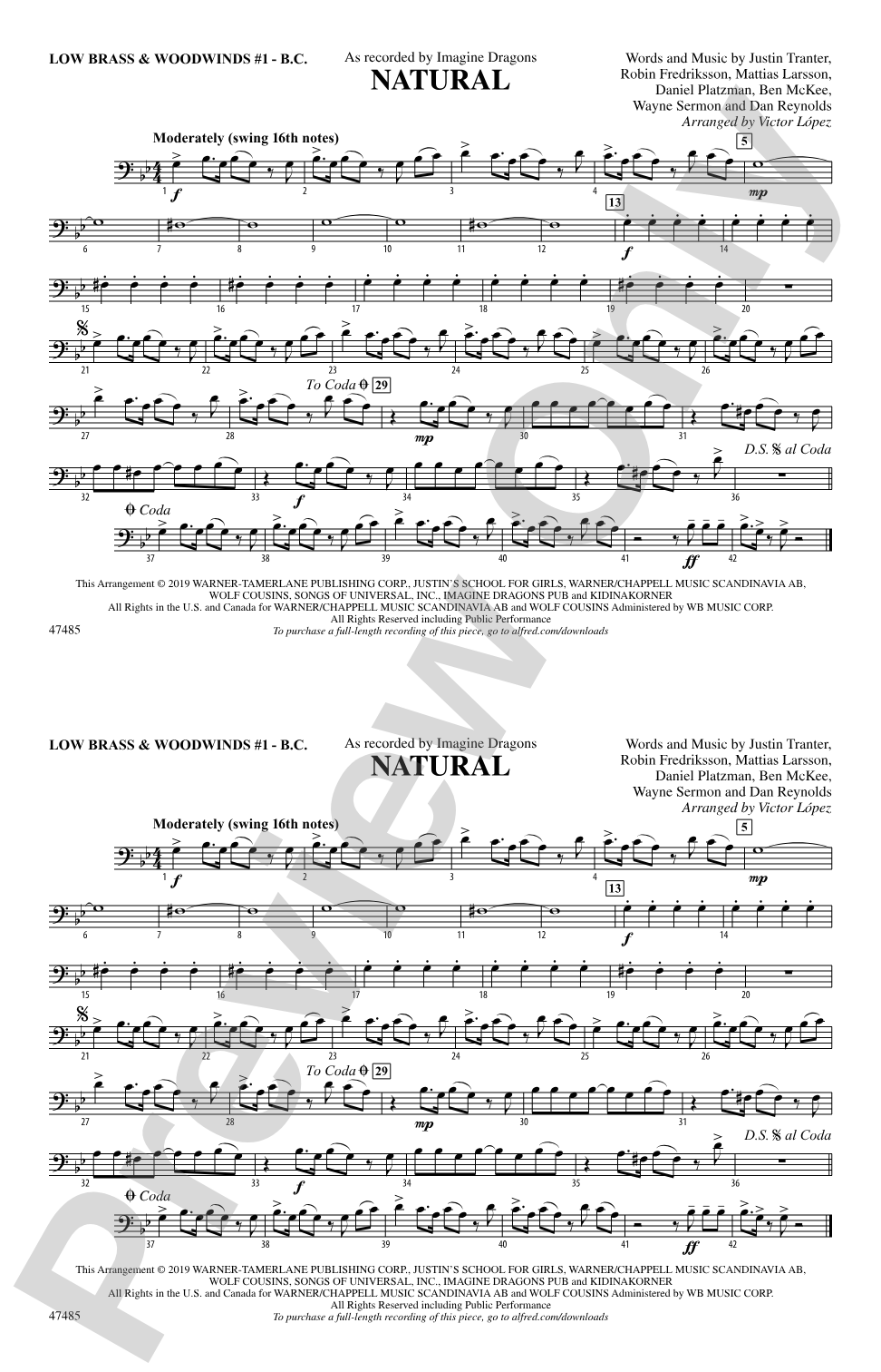 Natural: Low Brass & Woodwinds #1 - Bass Clef
