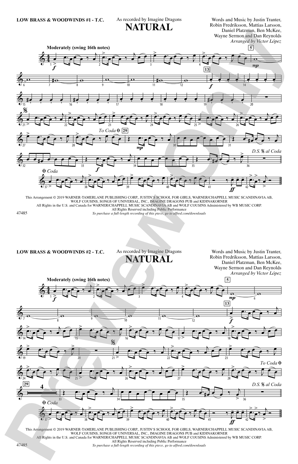 Natural: Low Brass & Woodwinds #1 - Treble Clef