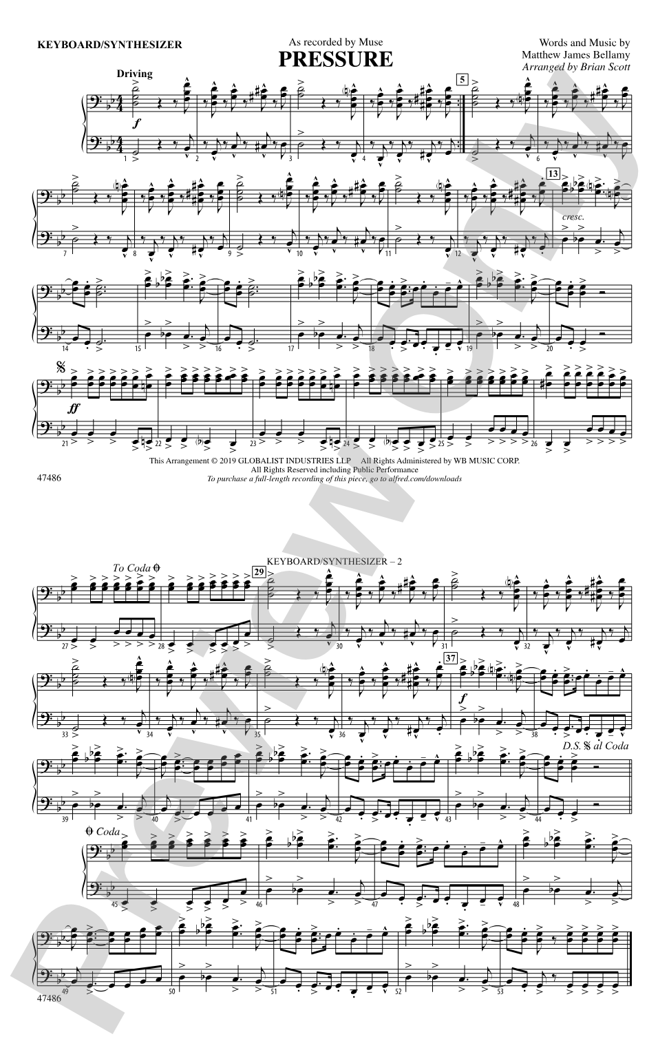 Pressure: Piano Accompaniment