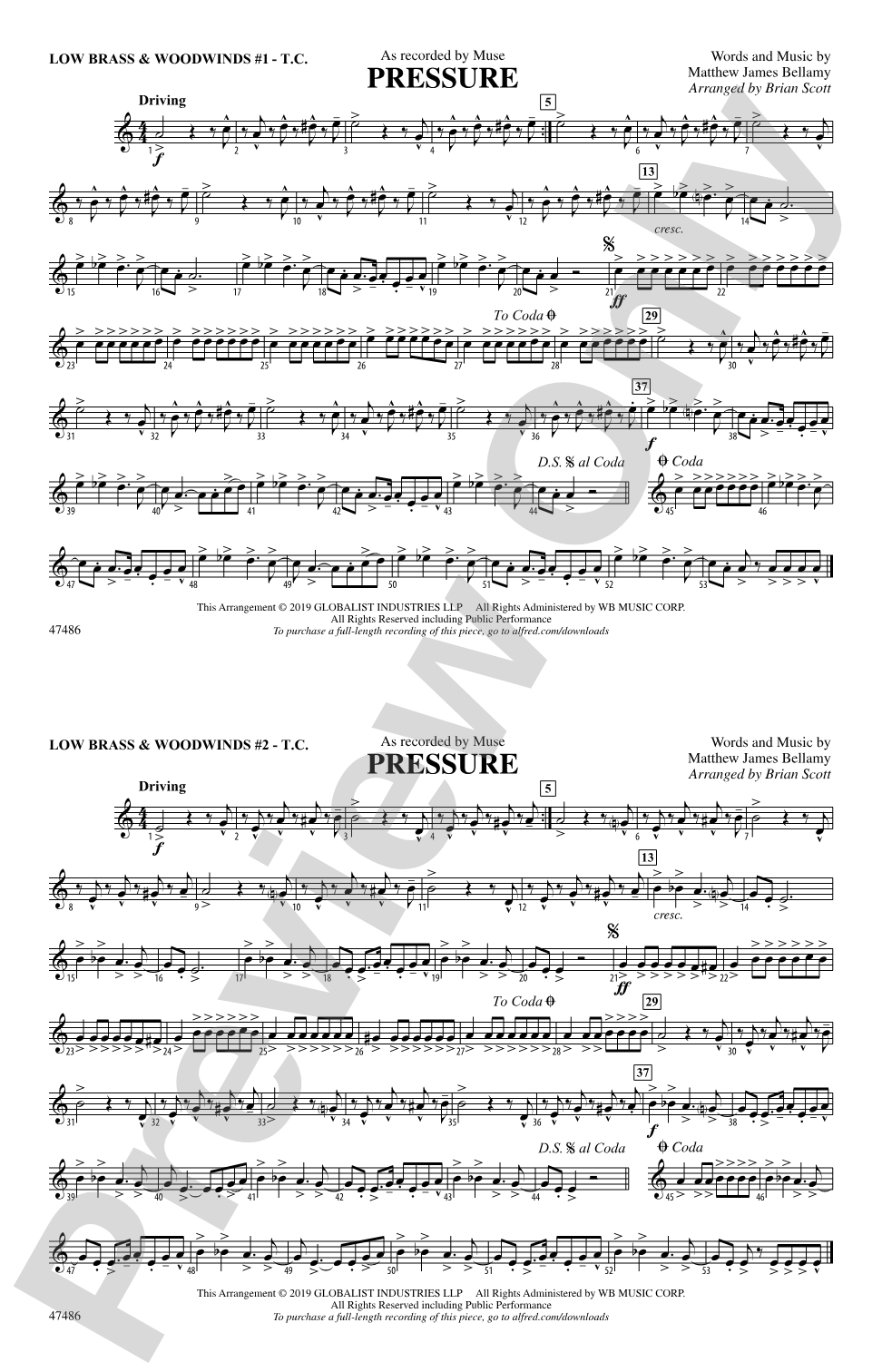 Pressure: Low Brass & Woodwinds #1 - Treble Clef