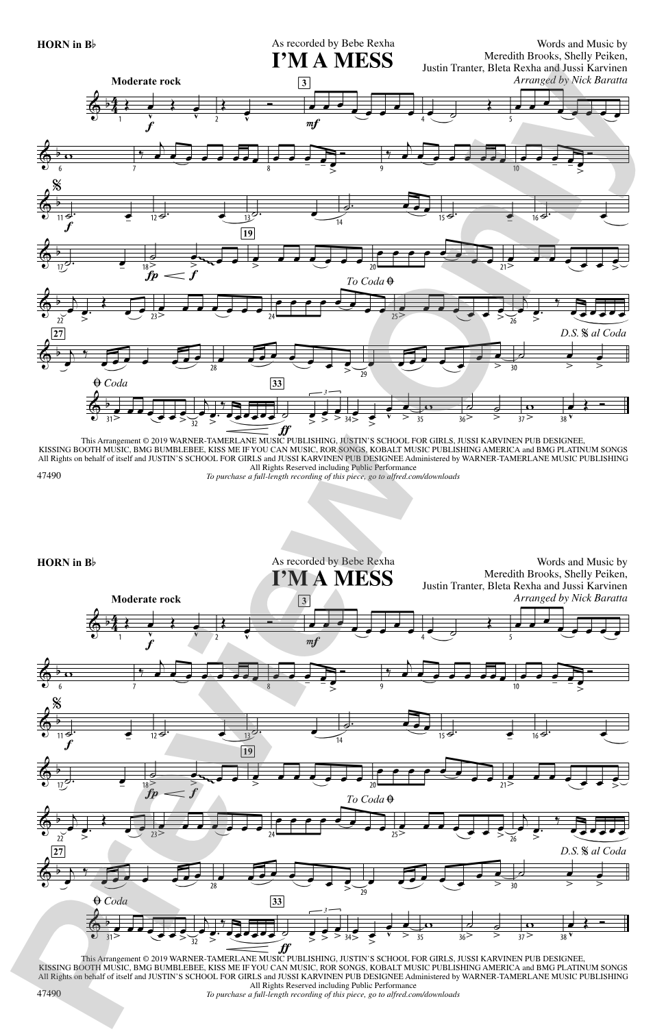 I'm a Mess: Horn in B flat