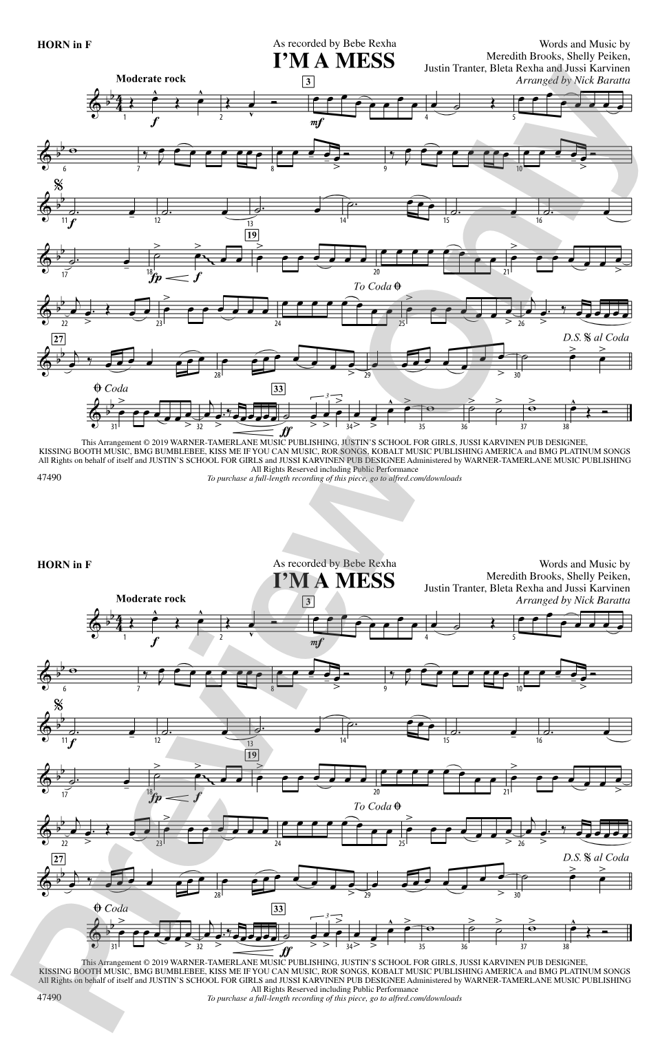 I'm a Mess: 1st F Horn