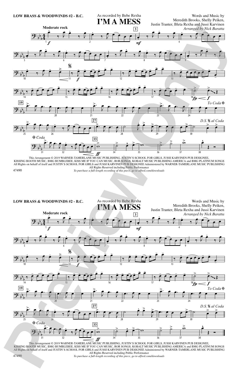 I'm a Mess: Low Brass & Woodwinds #2 - Bass Clef
