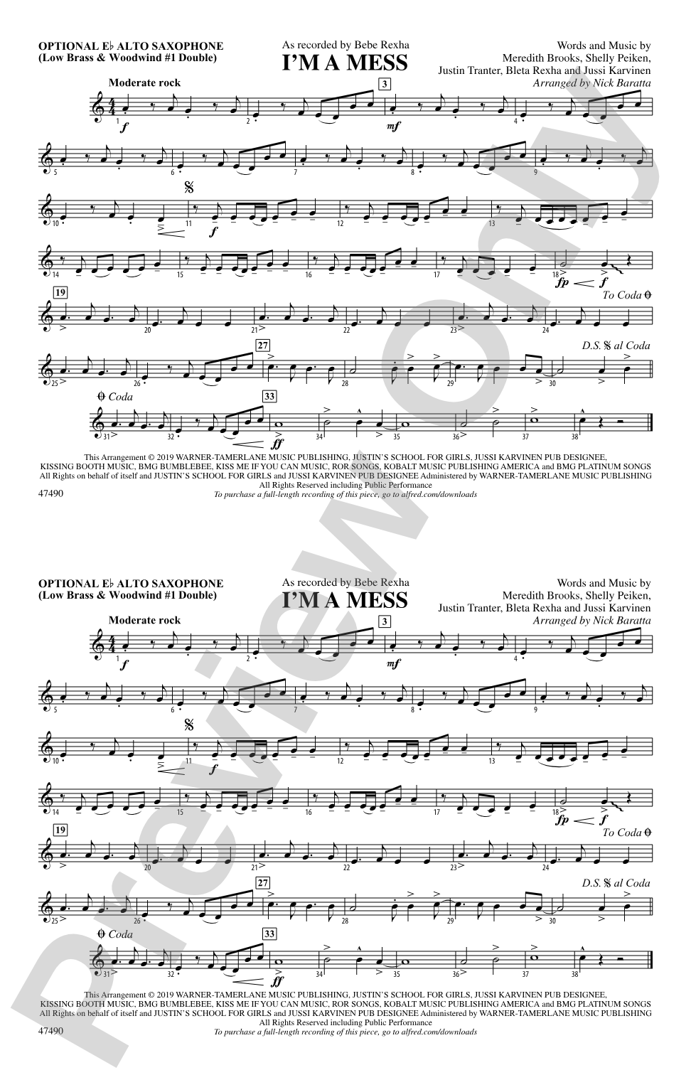 I'm a Mess: Optional Alto Sax