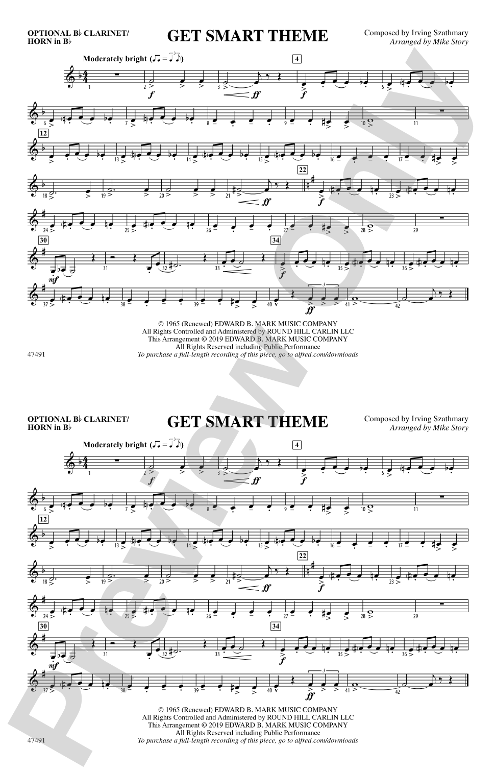 Get Smart Theme: Optional Bb Clarinet/Horn in Bb