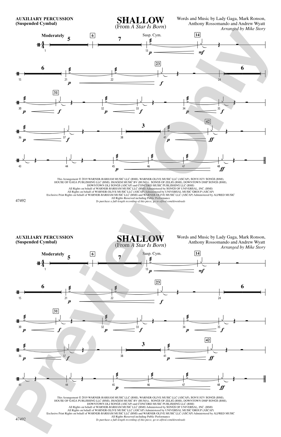 Shallow: Auxiliary Percussion