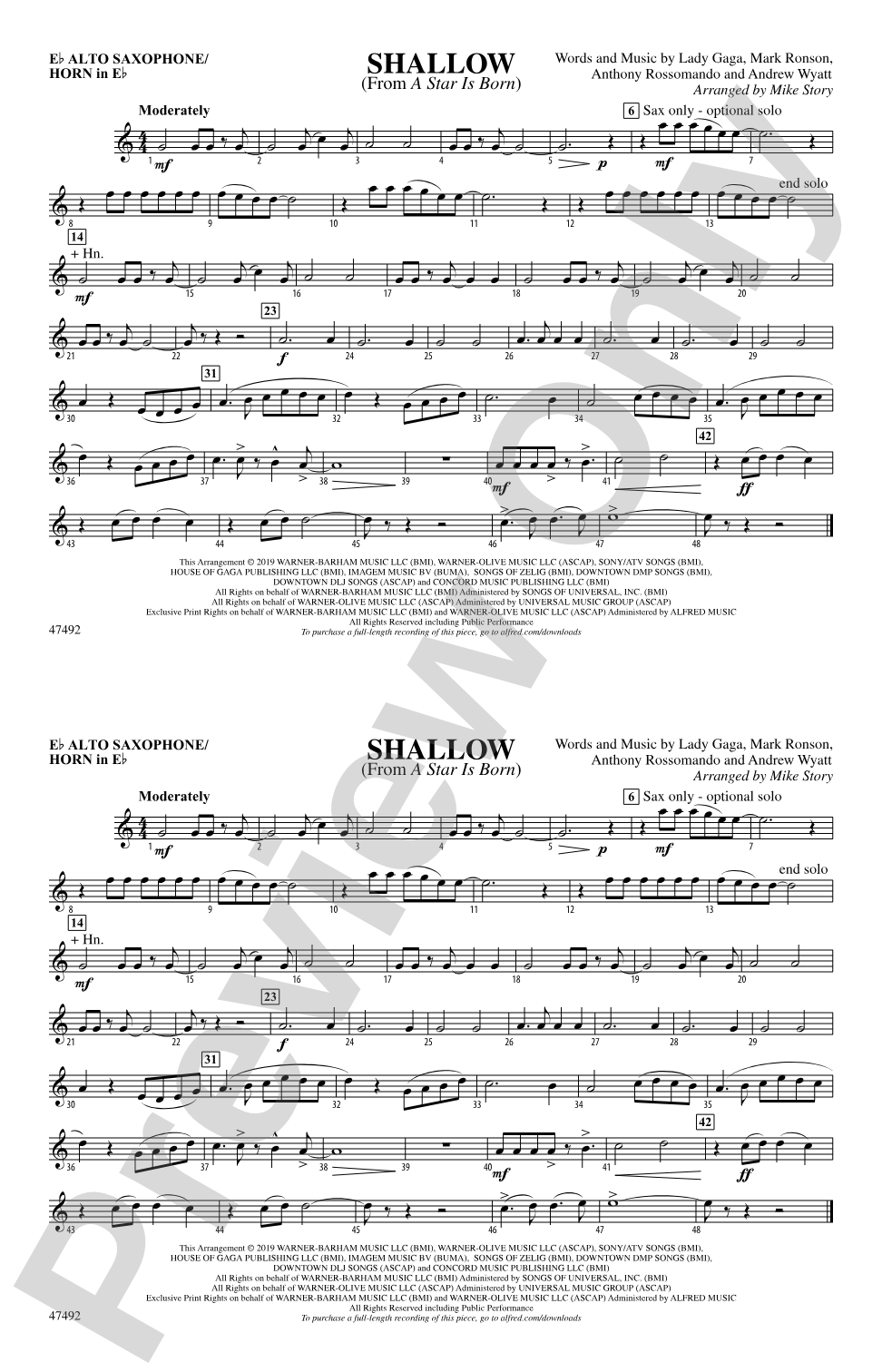 Shallow: E-flat Alto Saxophone