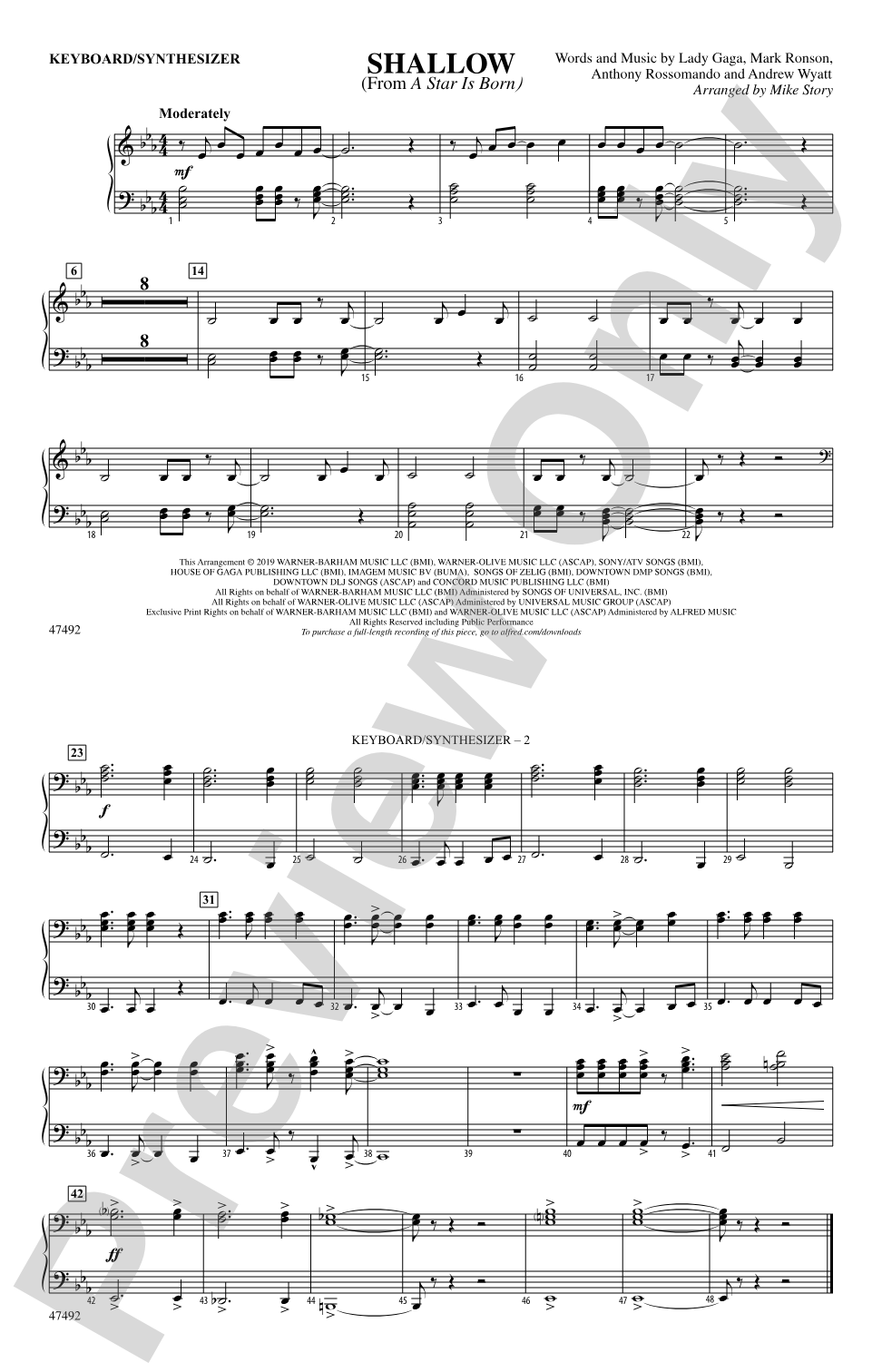 Shallow: Piano Accompaniment