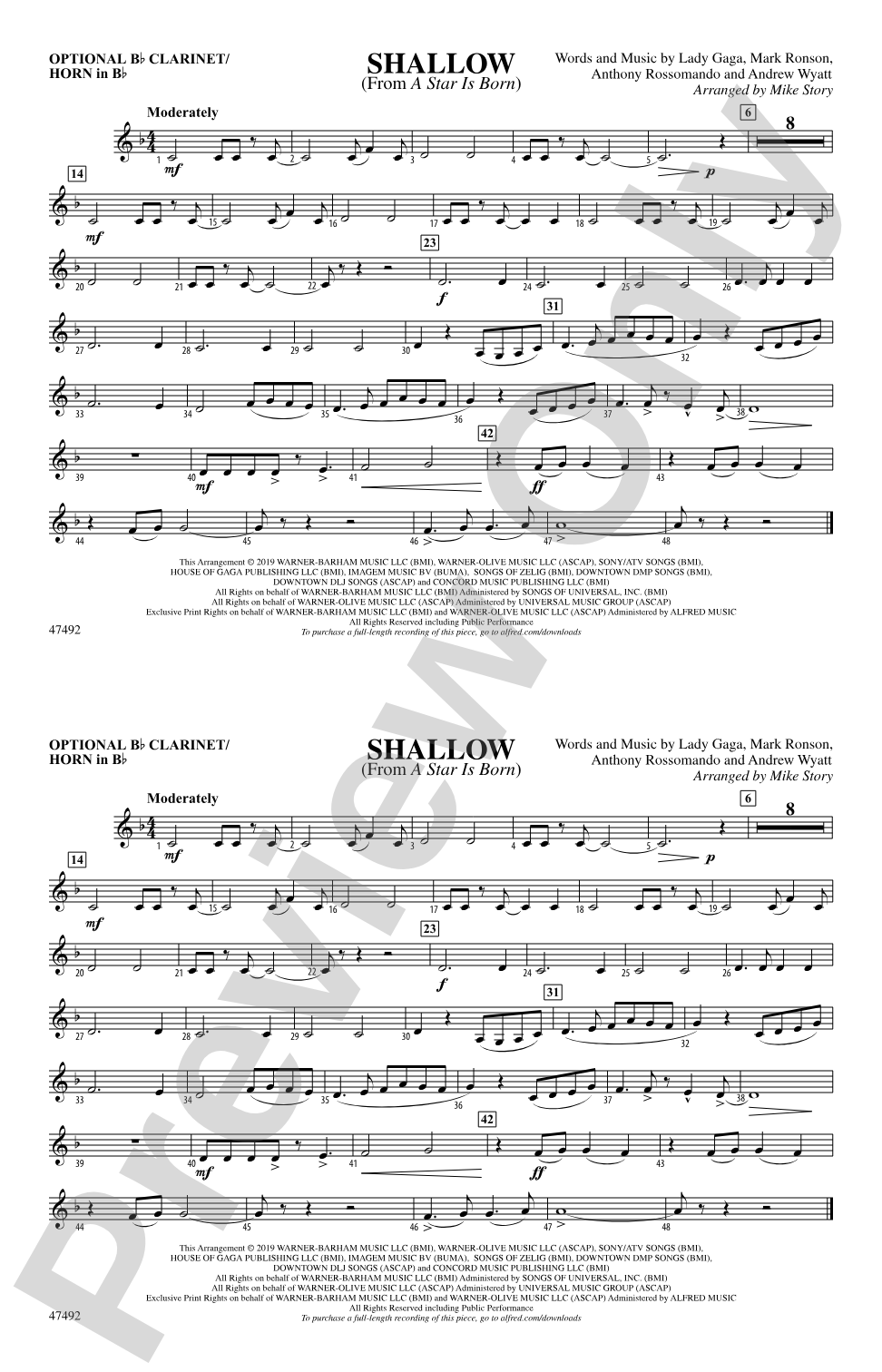 Shallow: Optional Bb Clarinet/Horn in Bb