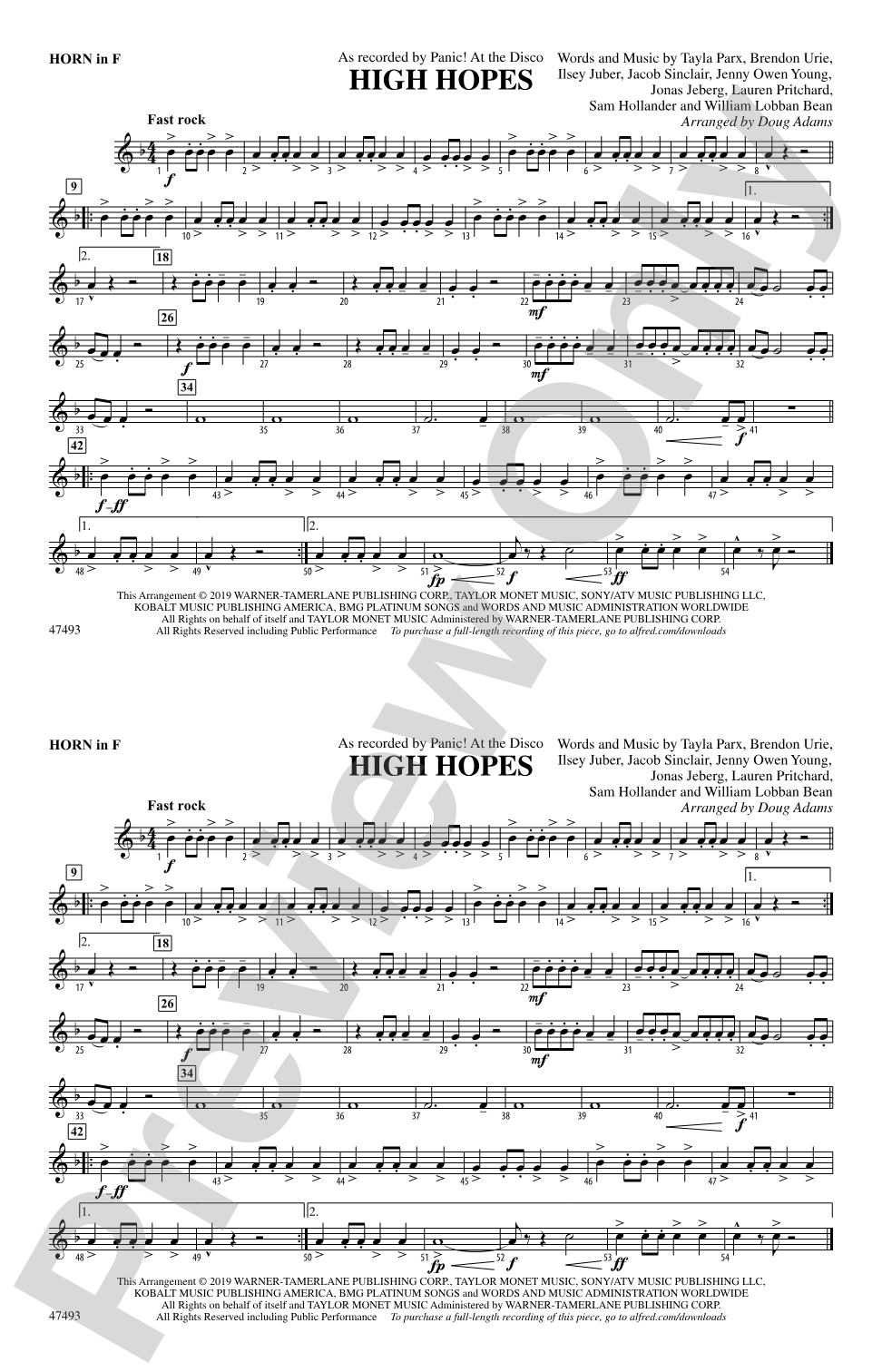 High Hopes: 1st F Horn
