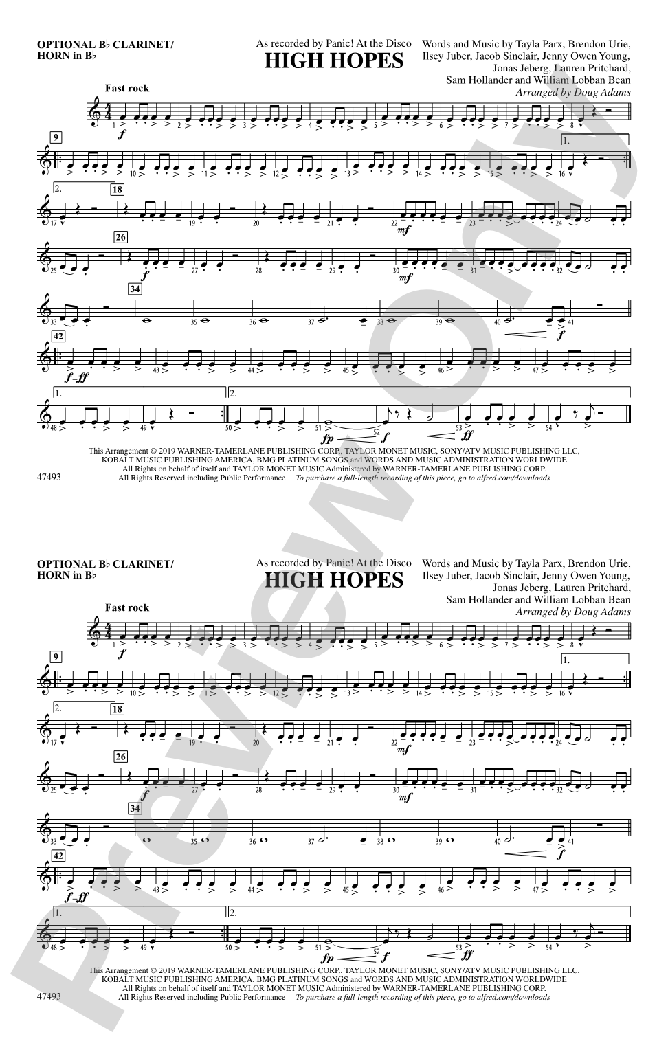 High Hopes: Optional Bb Clarinet/Horn in Bb