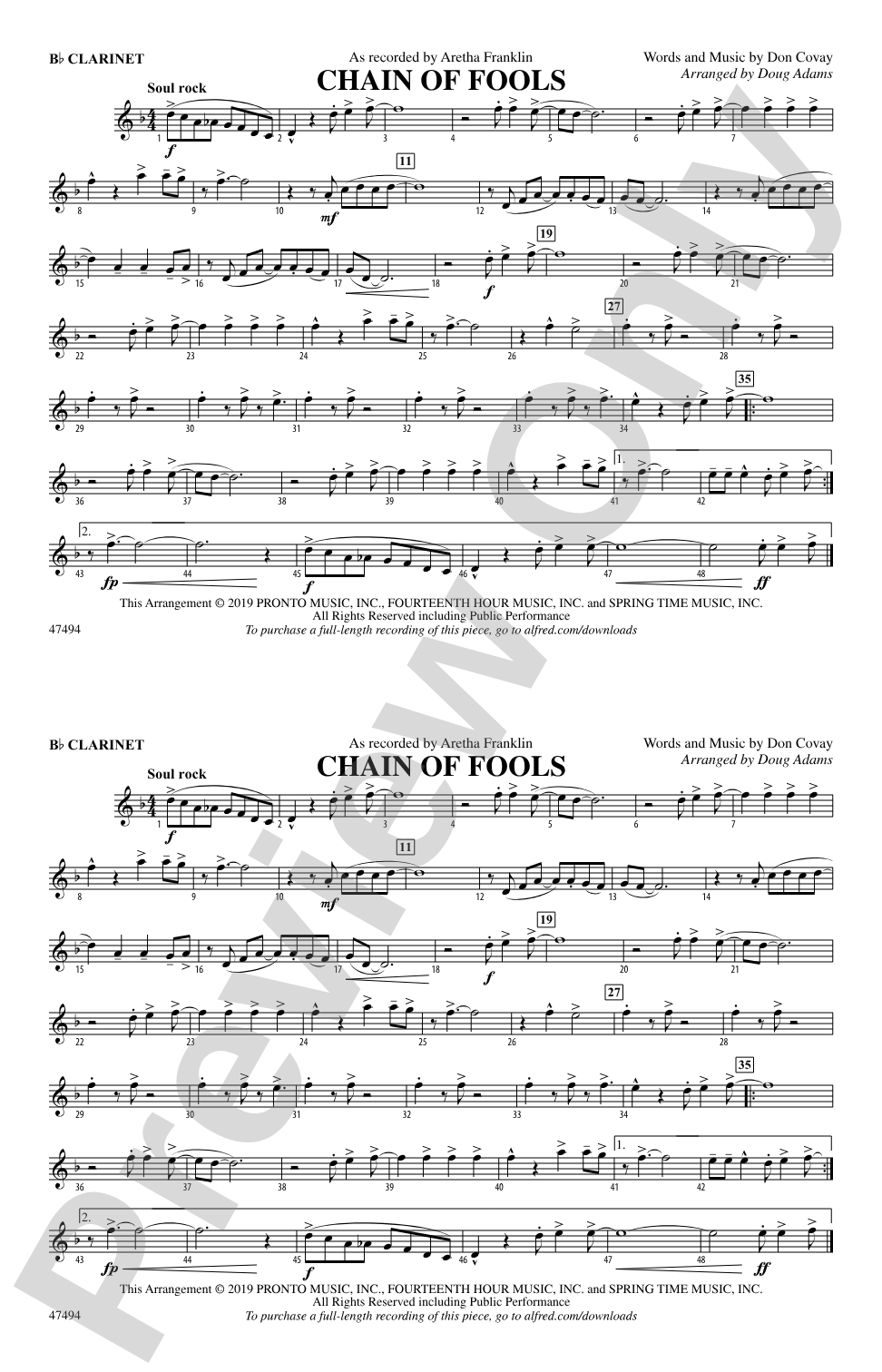 Chain of Fools: 1st B-flat Clarinet