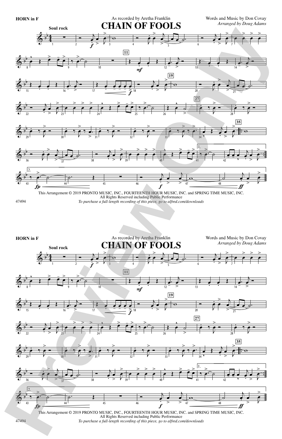 Chain of Fools: 1st F Horn
