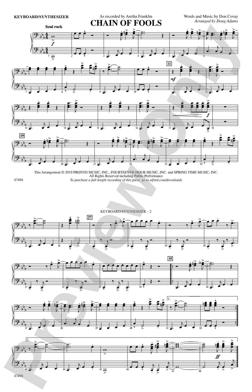 Chain of Fools: Piano Accompaniment