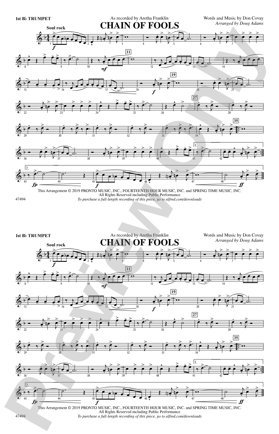 Chain of Fools: 1st B-flat Trumpet