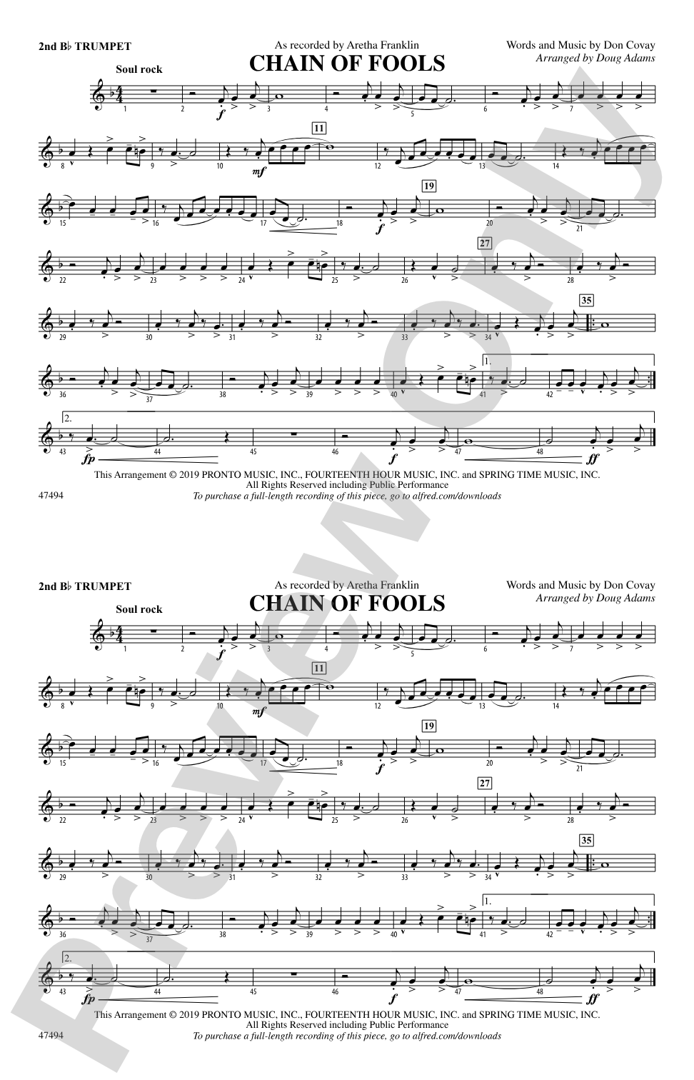 Chain of Fools: 2nd B-flat Trumpet