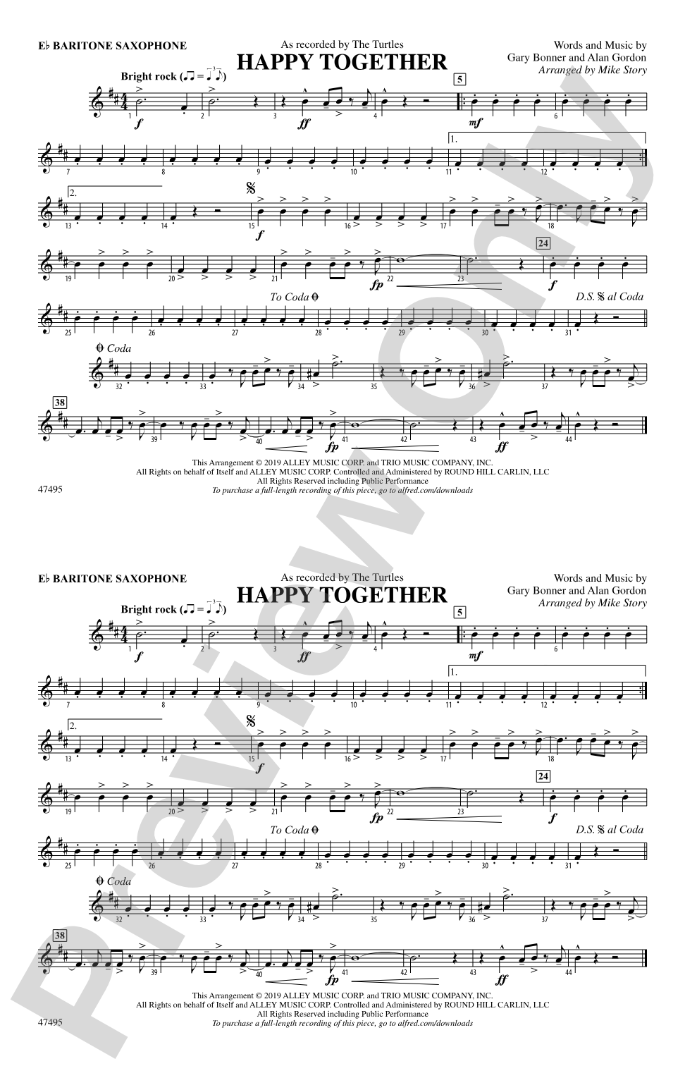 Happy Together: E-flat Baritone Saxophone