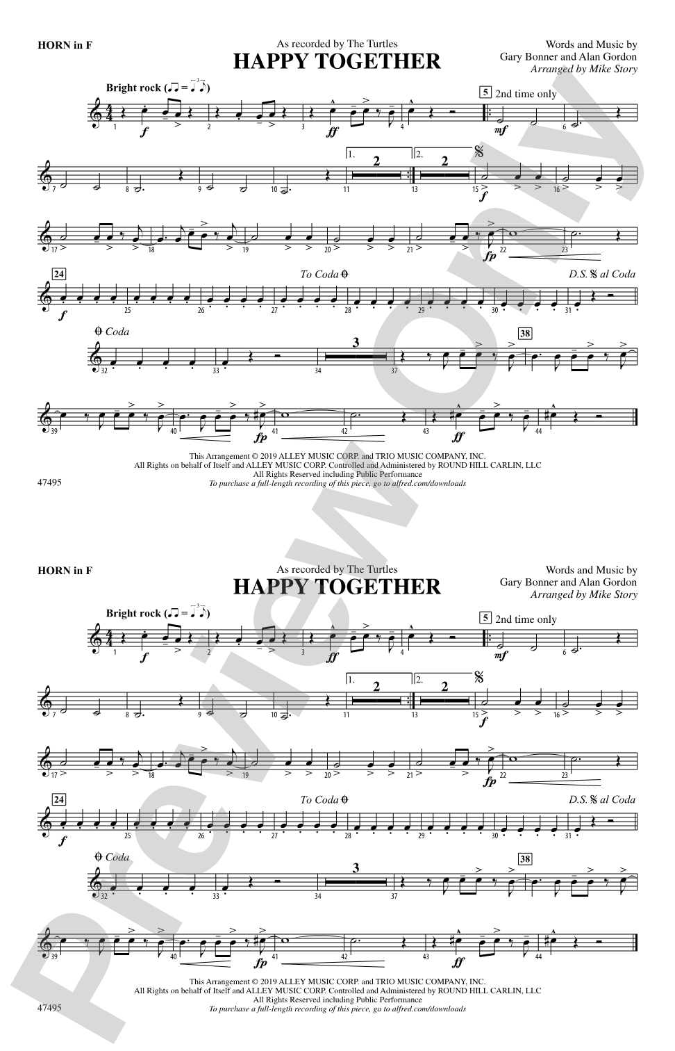 Happy Together: 1st F Horn