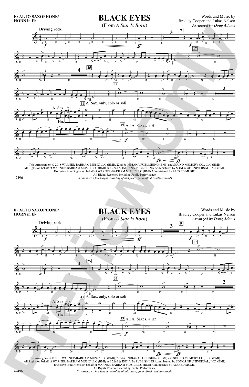 Black Eyes: E-flat Alto Saxophone