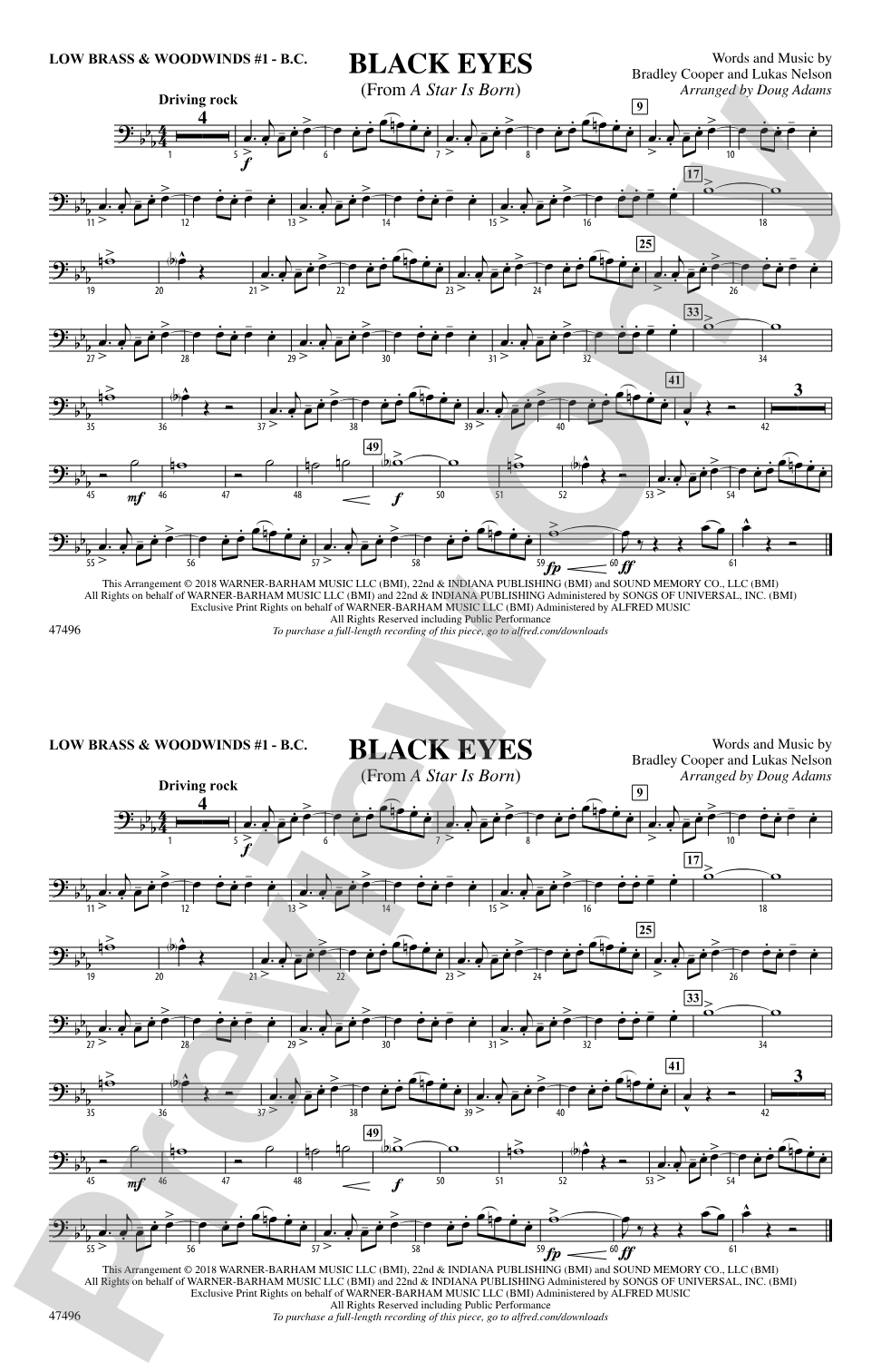 Black Eyes: Low Brass & Woodwinds #1 - Bass Clef