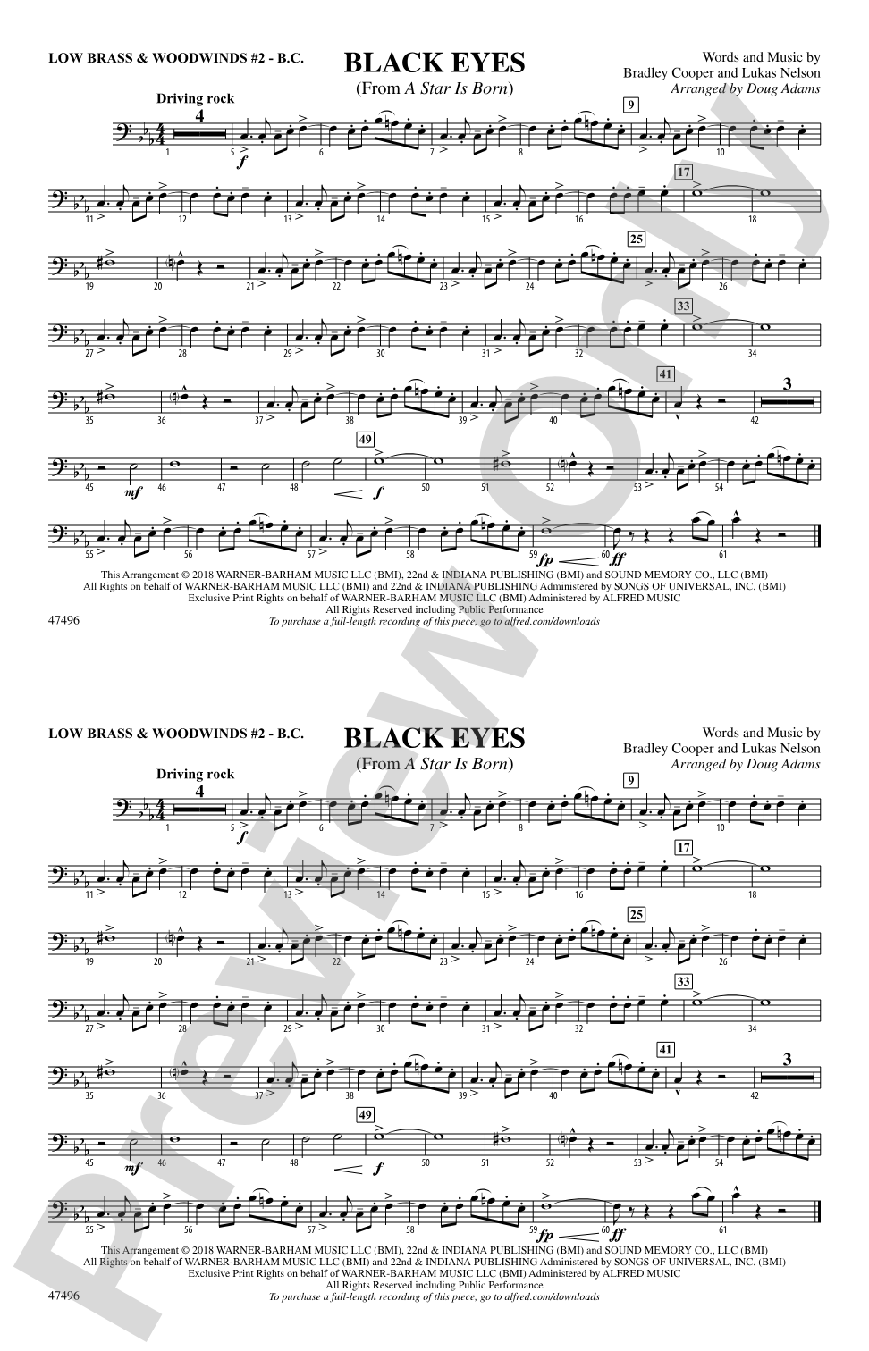 Black Eyes: Low Brass & Woodwinds #2 - Bass Clef
