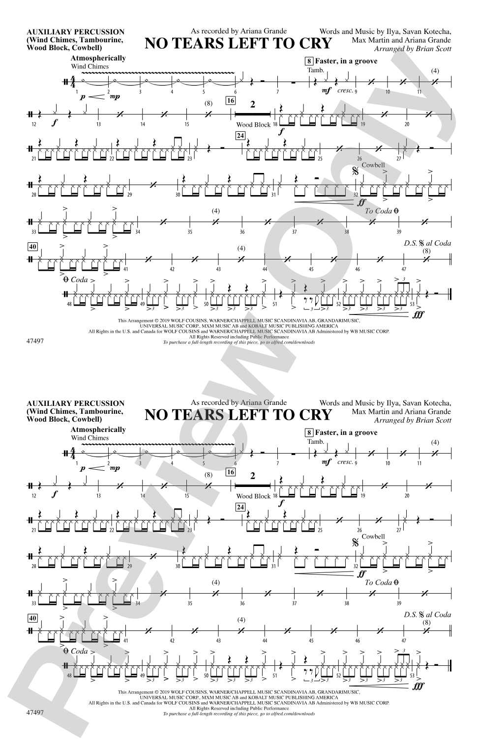 No Tears Left to Cry: Auxiliary Percussion