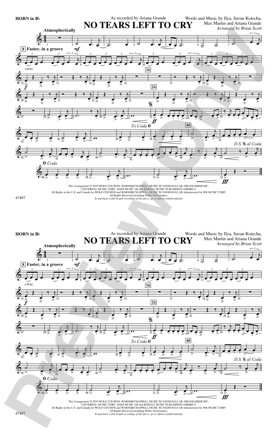 No Tears Left to Cry: Horn in B flat